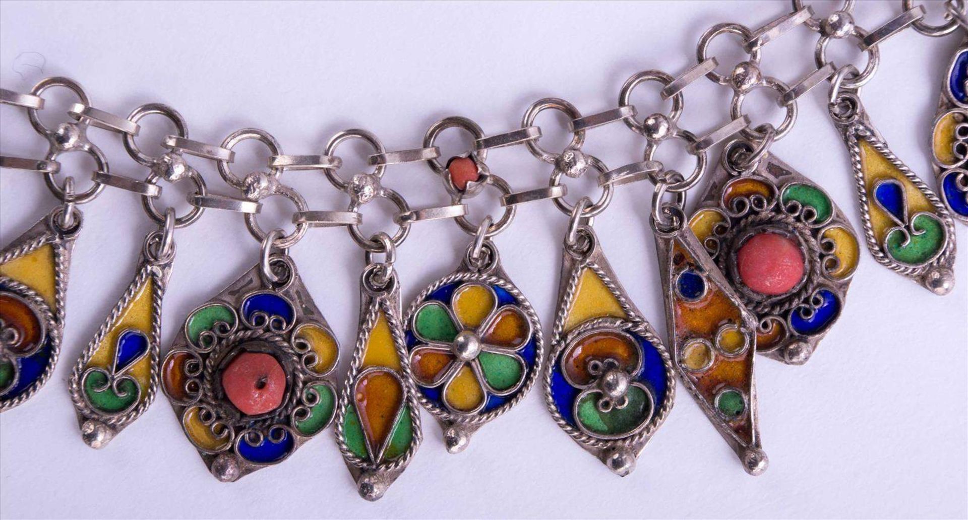 Cloisonne Collier wohl Nordafrika / Cloisonné necklace, probably North Africa Silber 925/000, L: ca. - Bild 4 aus 5