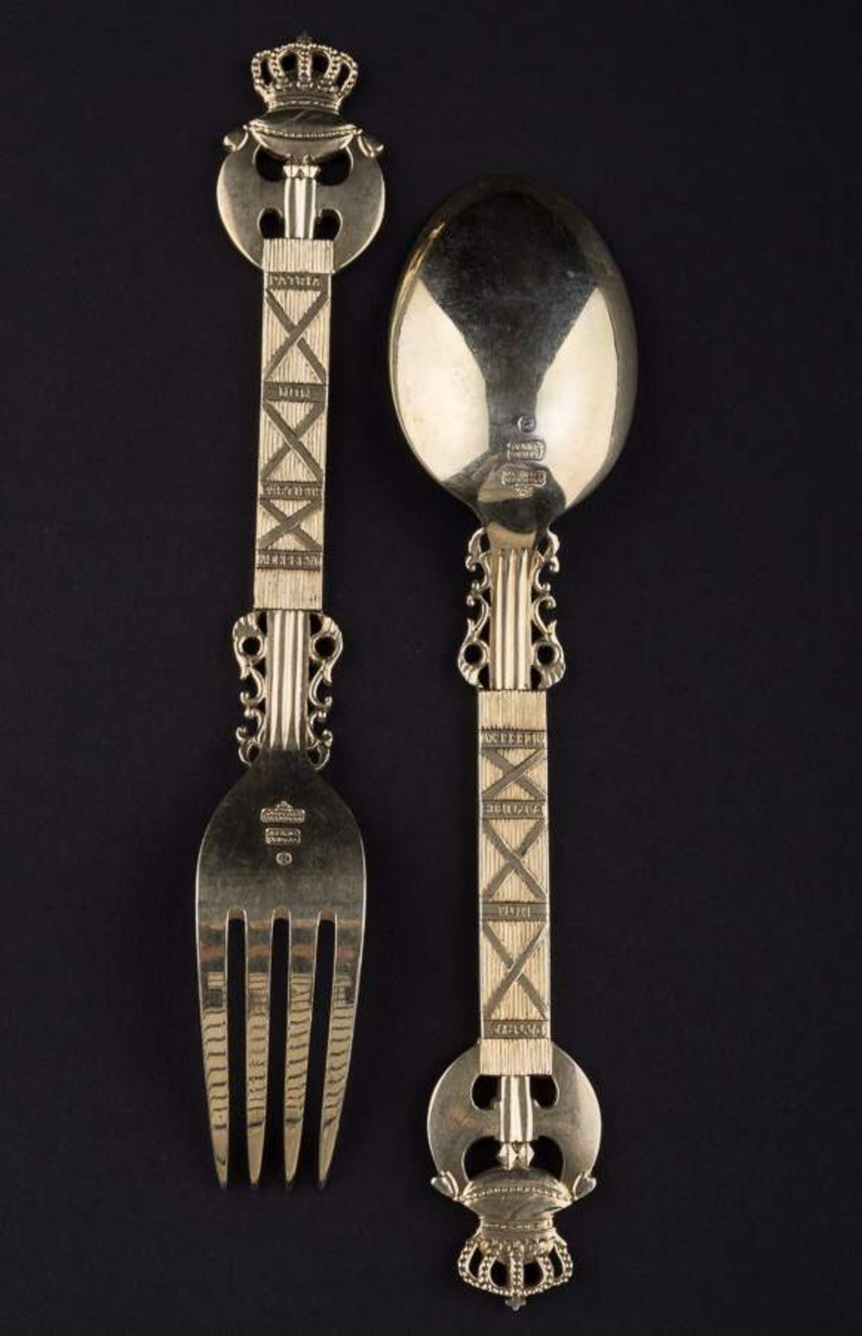 Gabel und Löffel Dänemark 1915 / Fork and spoon, Denmark 1915 Sterling Silber, A. Michelsen - Bild 3 aus 3