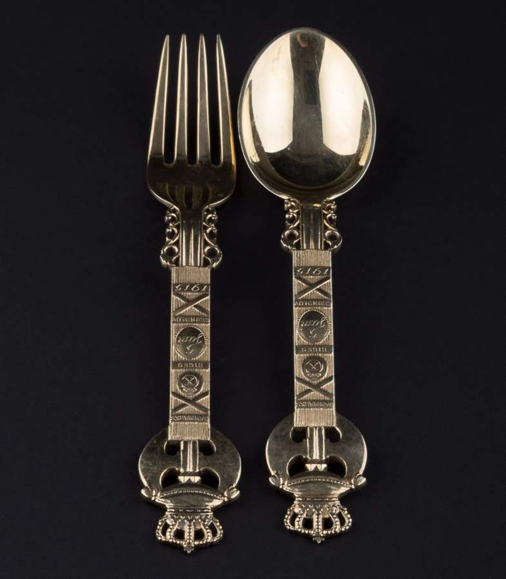 Gabel und Löffel Dänemark 1915 / Fork and spoon, Denmark 1915 Sterling Silber, A. Michelsen