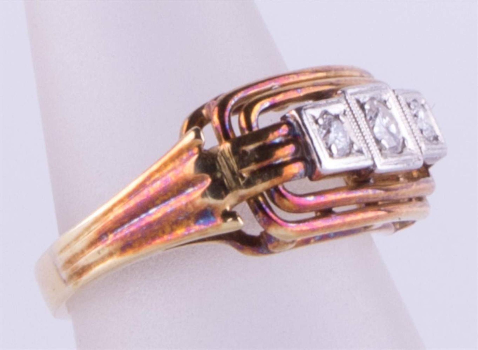 Damen Diamant Ring / Women's diamond ring Ring, 585/000 GG geprüft, Diamanten ca. 0,24 ct, Gewicht - Bild 2 aus 2