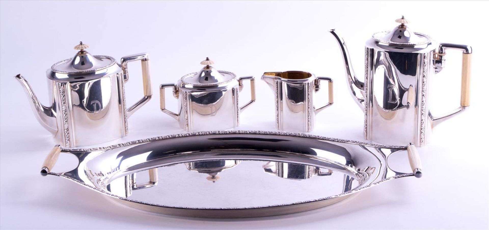 Kaffee-Teekern mit Tablett J.H. Werner Berlin um 1900 / Coffee-tea set with tray, J.H. Werner - Bild 12 aus 22