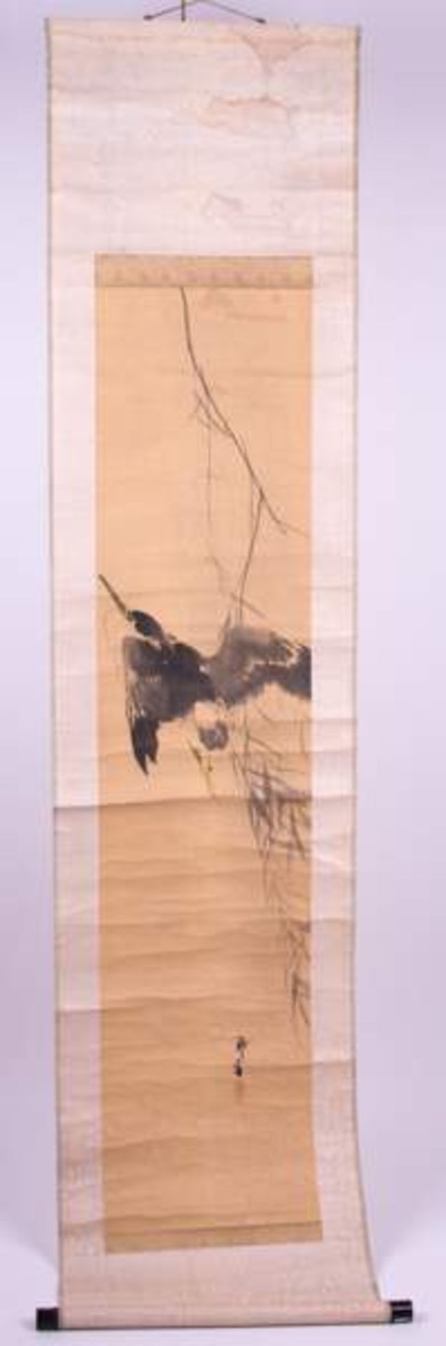 Rollbild China / Scroll painting, China "auffliegender Vogel(Kingfischer)", Tusch-Malerei auf