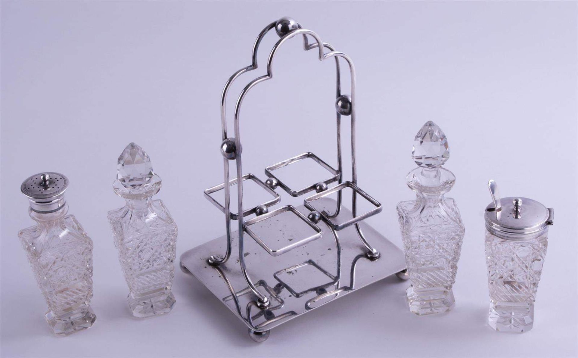 Silber Menage P. A & S England / Silver cruet stand P. A & S England Sterling Silber, Menage, - Bild 2 aus 8