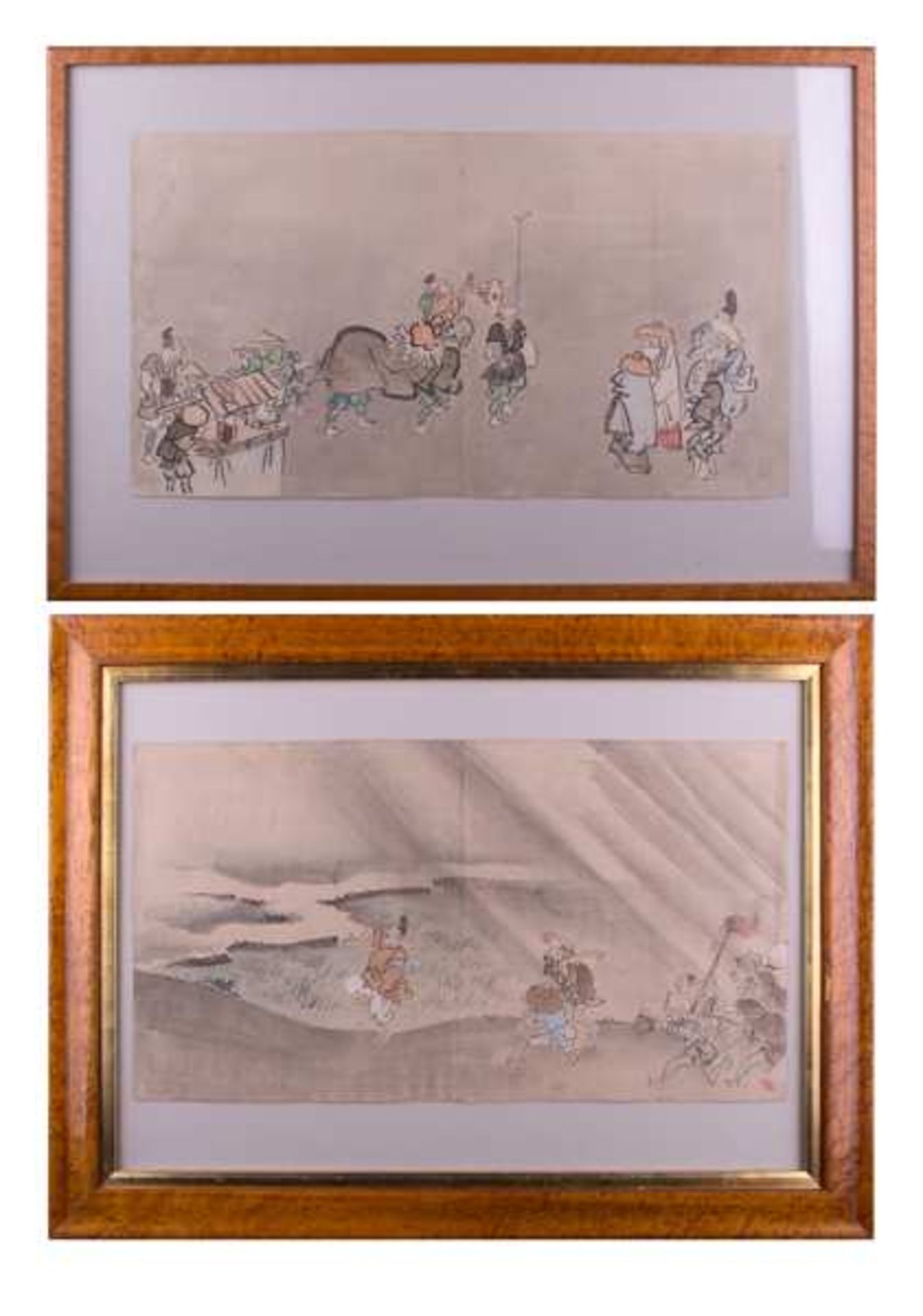 Nakai Ranko (1766-1830) Konvolut 2 Stück, Aus einem Album 2 Zeichnungen-Aquarelle,