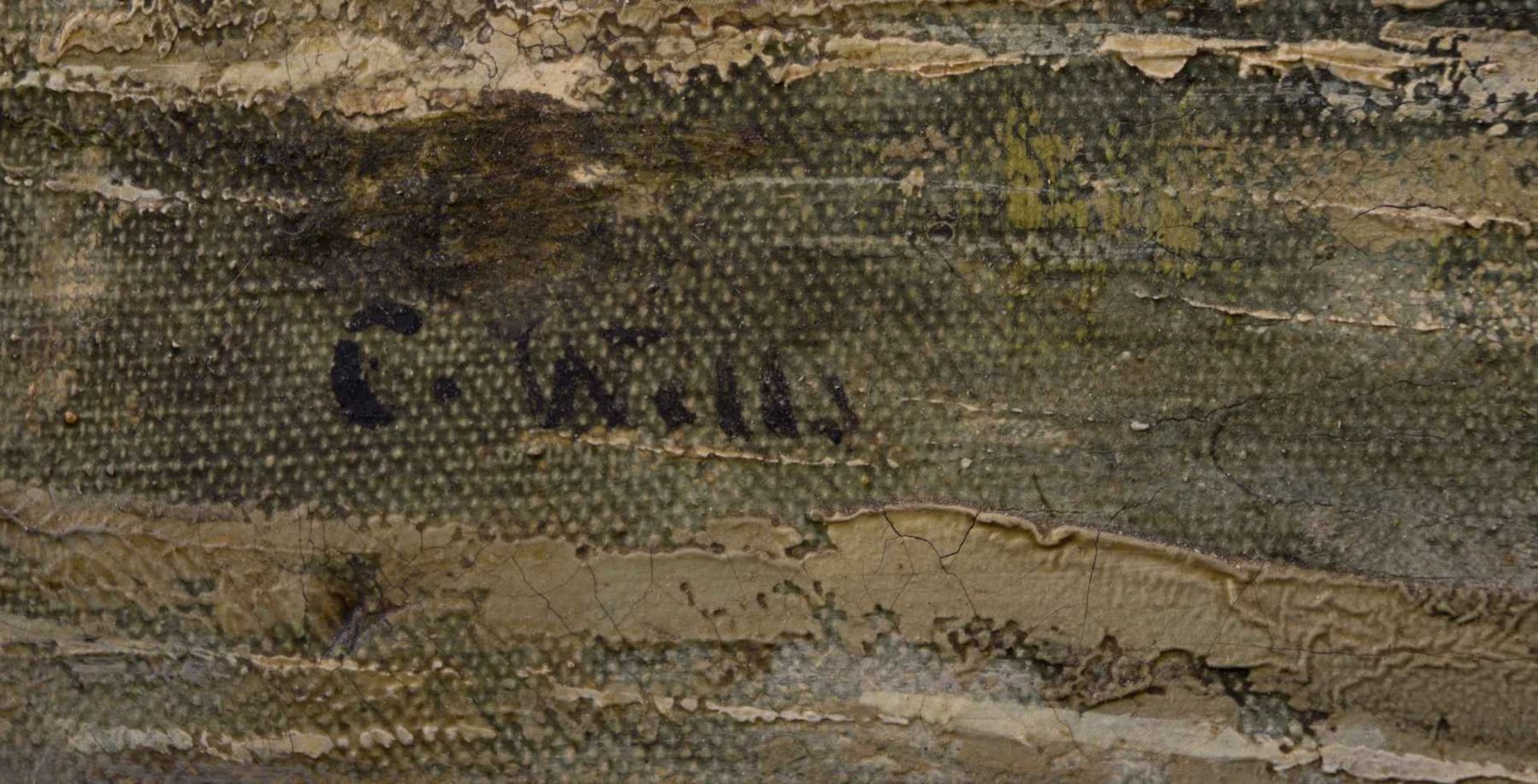 C.Will 19./20. Jhd. "Reisigsammler im Birkenwald" Gemälde Öl/Leinwand, 100 cm x 75 cm, links unten - Bild 4 aus 6