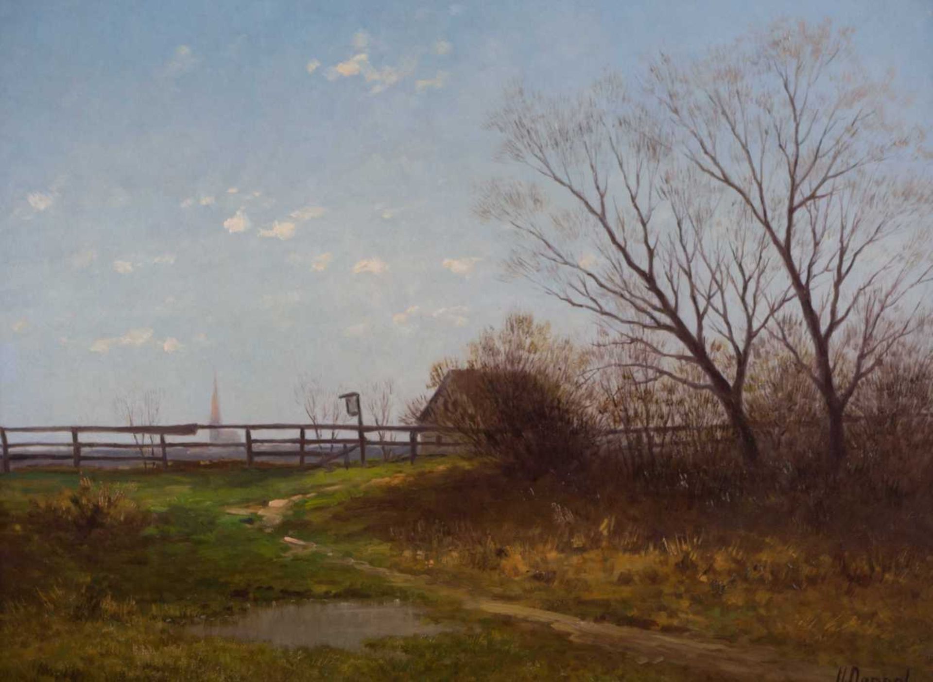 Heinrich NEPPEL (1874-1936) "Landschaft mit Bauernhaus" Gemälde Öl/Leinwand, 42 cm x 56 cm, rechts