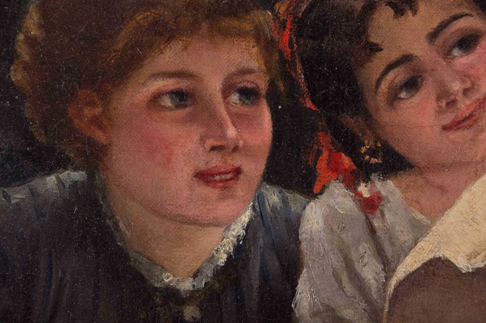 Daniel Marie DANIEL-GIRARD (1890-1970) "Interieur mit zwei jungen Mädchen" Gemälde Öl/Leinwand( - Bild 2 aus 5