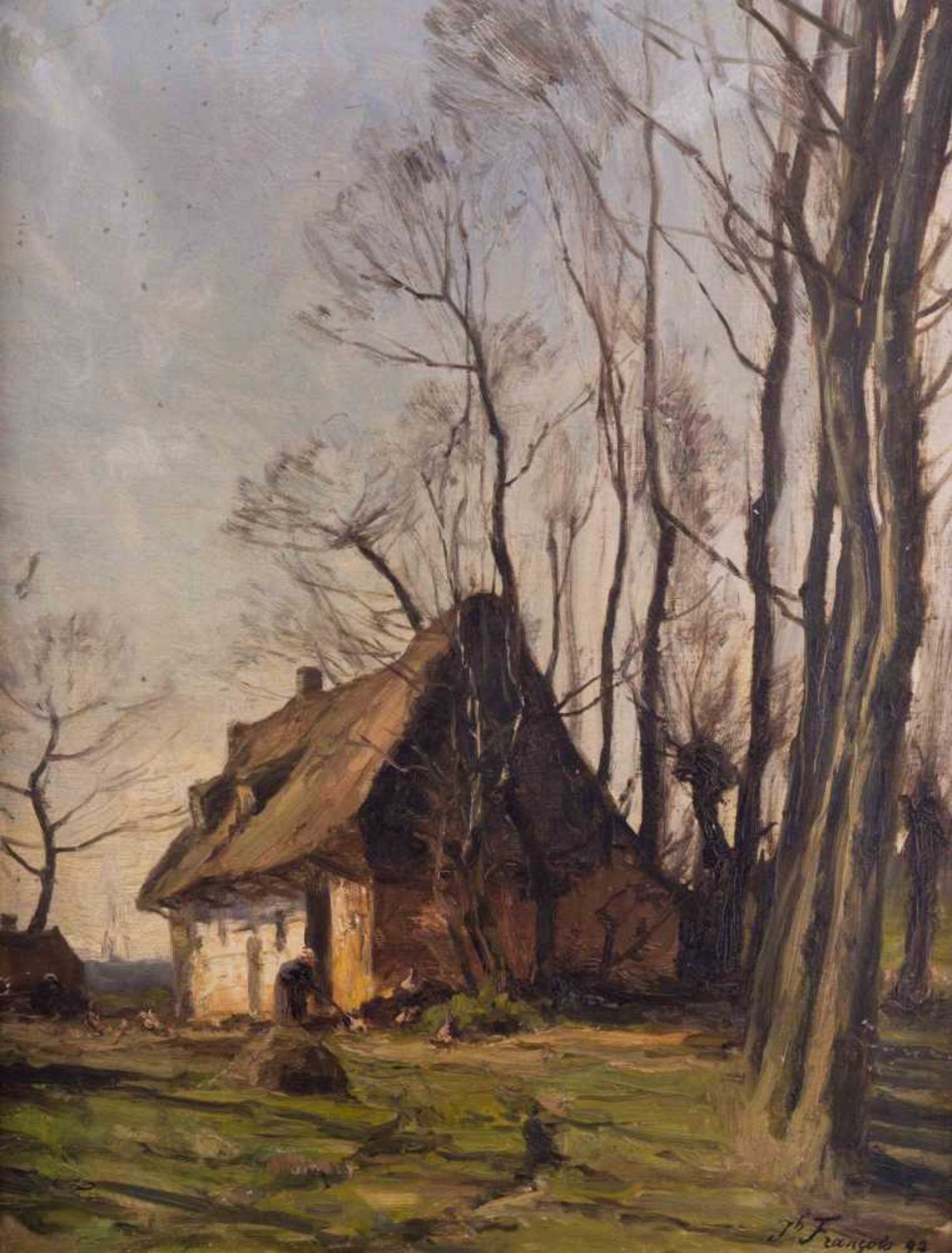 Joseph Charles FRANÇOIS (1851-1940) "alte Bauernkate" Gemälde Öl/Leinwand, 46 cm x 60 cm, kleiner