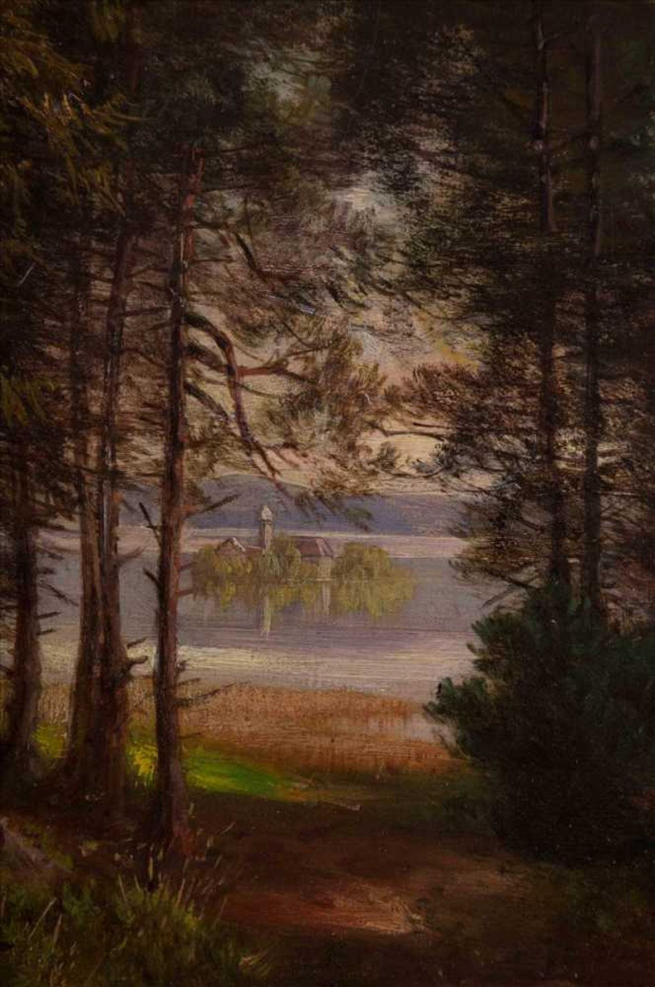 Anna PLOMMER (1836-1890) "Am Ufer eines Gebirgsees" Gemälde Öl/Leinwand(doubliert), 32 cm x 48 cm, - Bild 6 aus 10