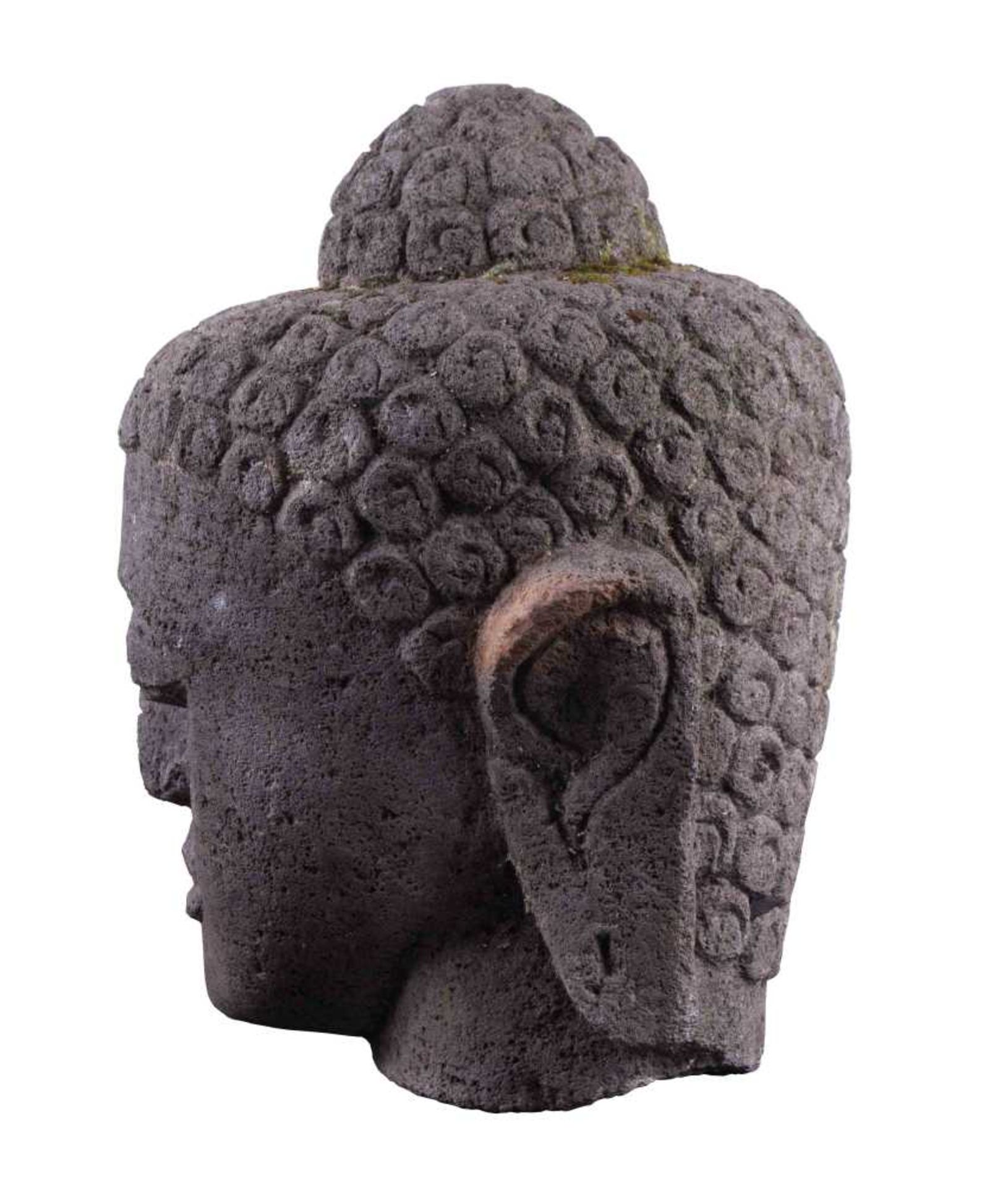 asiatischer Steinkopf eines Buddha 17./18. Jhd. / Asian stone head of a Buddha, 17th/18th century 47 - Bild 2 aus 3