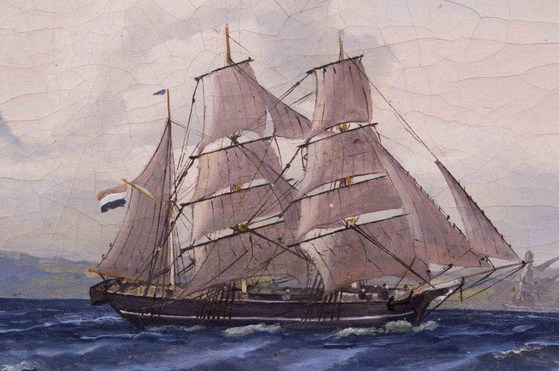 Marinemaler 19. Jhd / Marine painter, 19th century "Seegelschiffe im Kattegat mit Blick auf das - Bild 3 aus 8