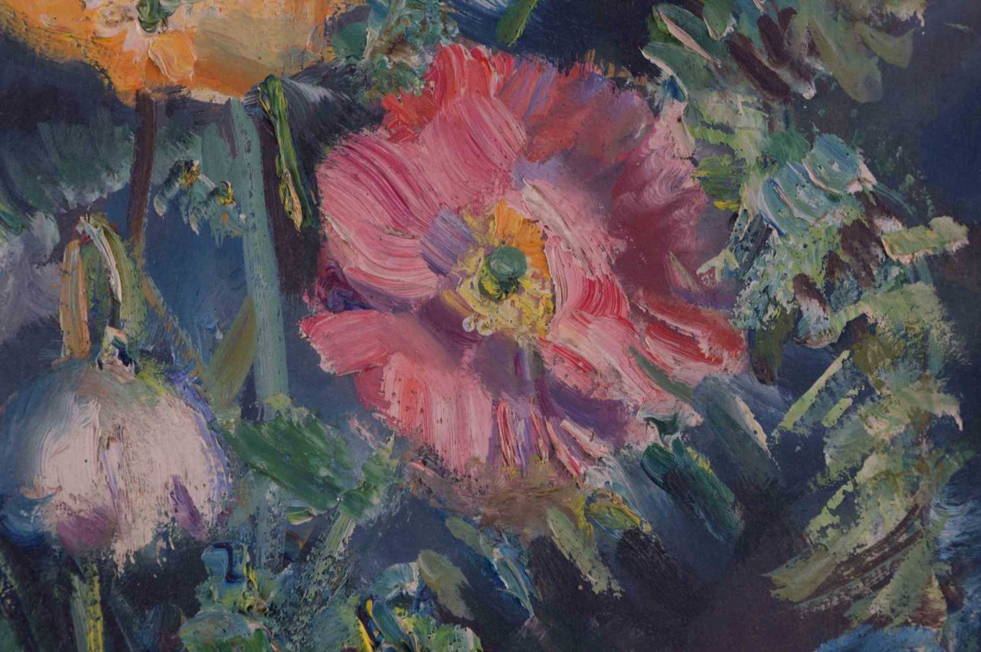 unbekannter Künstler des 19./20. Jhd. "Blumenstillleben" Gemälde Öl/Karton, 49 cm x 41 cm, rechts - Bild 5 aus 7