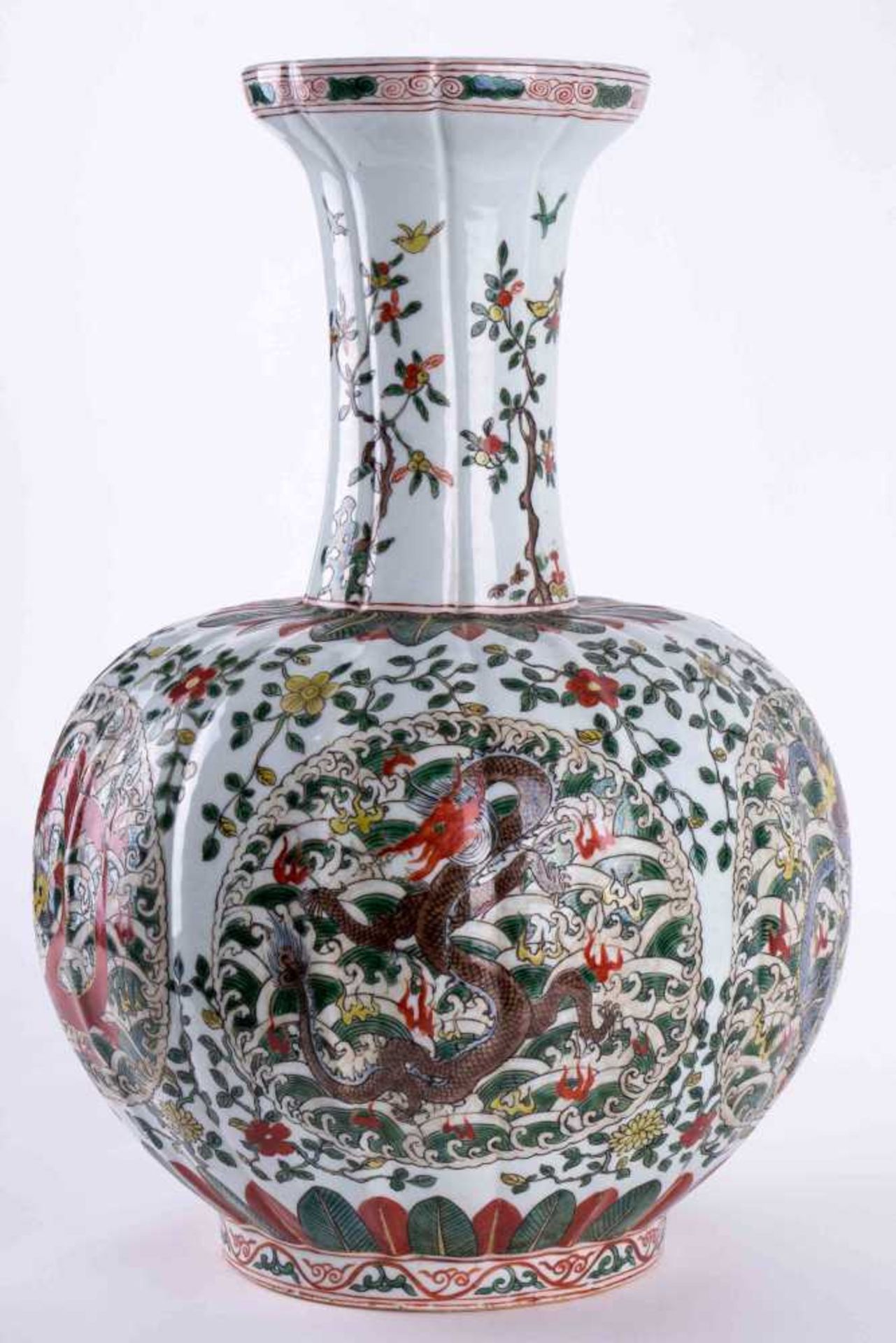 prächtige Vase China 19. Jhd. / Splendid vase, China 19th century Kürbisform, Famille Verte, - Bild 2 aus 7
