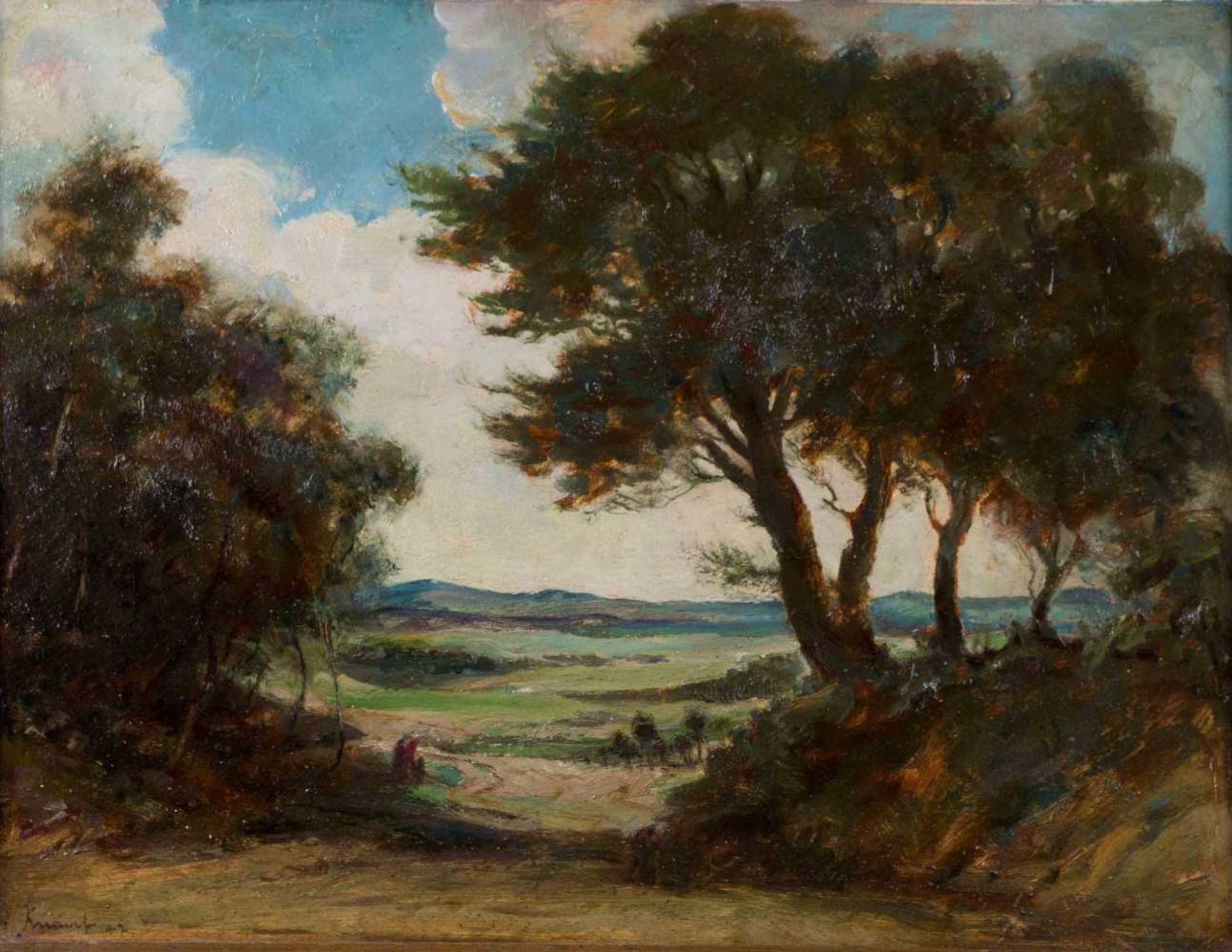 Ernst Friedrich KNAUF (1879-?) "Norddeutsche Landschaft" Gemälde Öl/Karton, 42 cm x 54 cm, unten