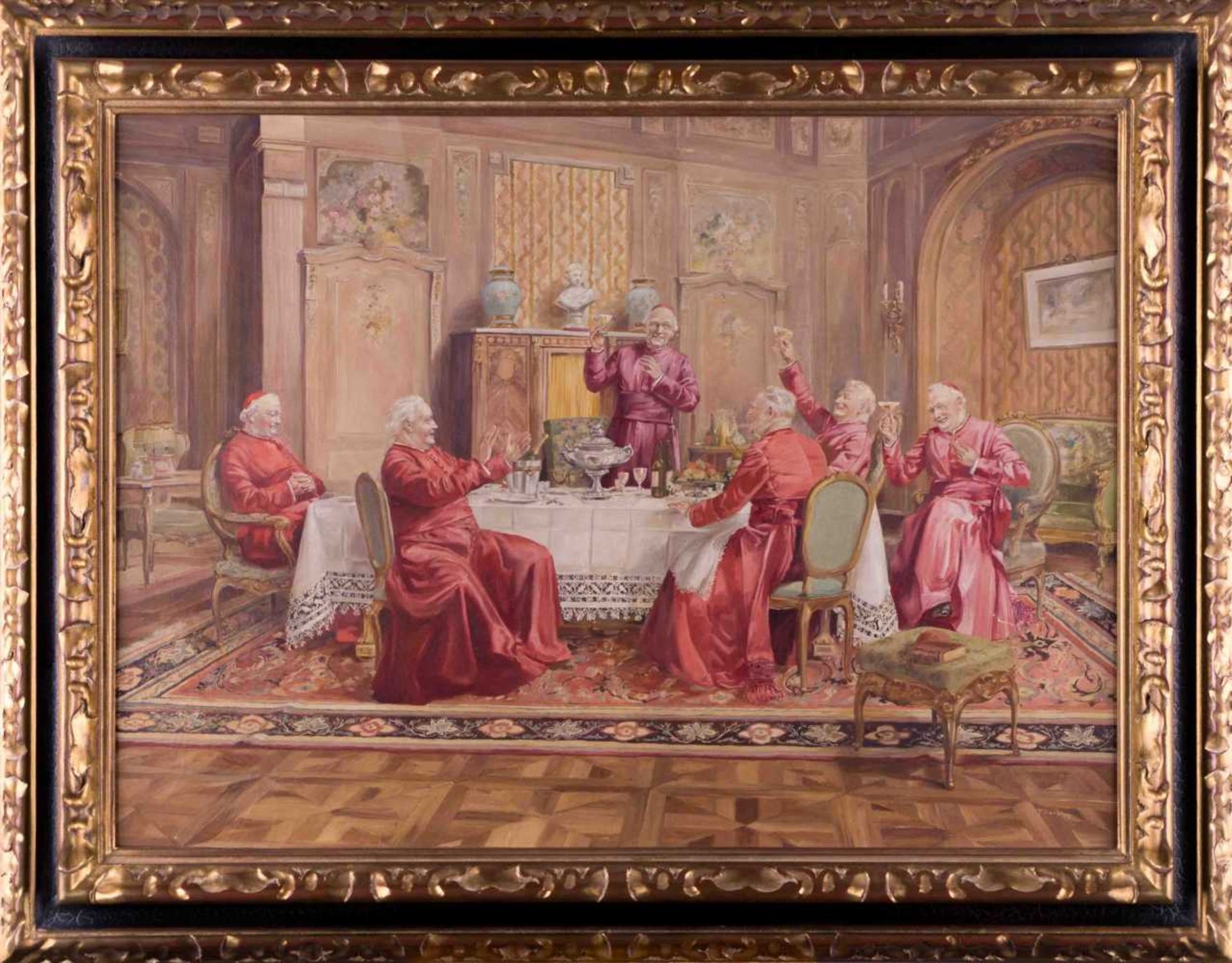Fernand Jean BARBIER (XX) "Audienz der Kardinäle" Gemälde Öl/Leinwand, 73 cm x 54 cm, rechts unten