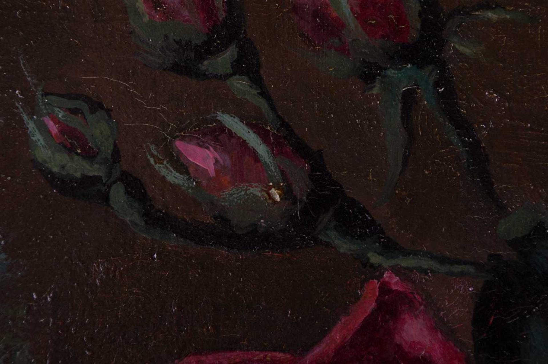 Johanna VON DESTOUCHES (1869-1956) "Rosen Stillleben" Gemälde Öl/Leinwand, 68,5 cm x 121,5 cm, links - Bild 4 aus 7