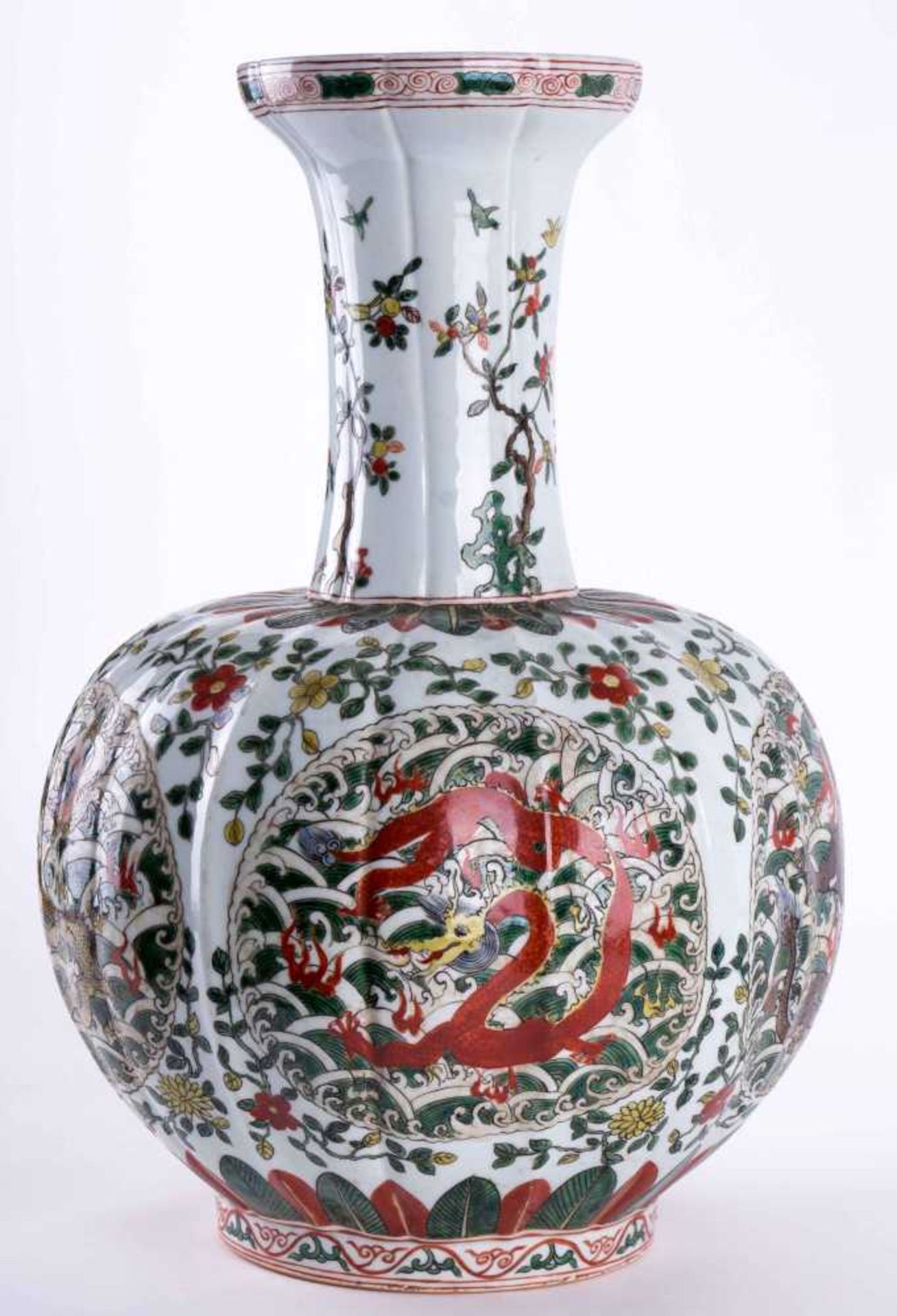prächtige Vase China 19. Jhd. / Splendid vase, China 19th century Kürbisform, Famille Verte,