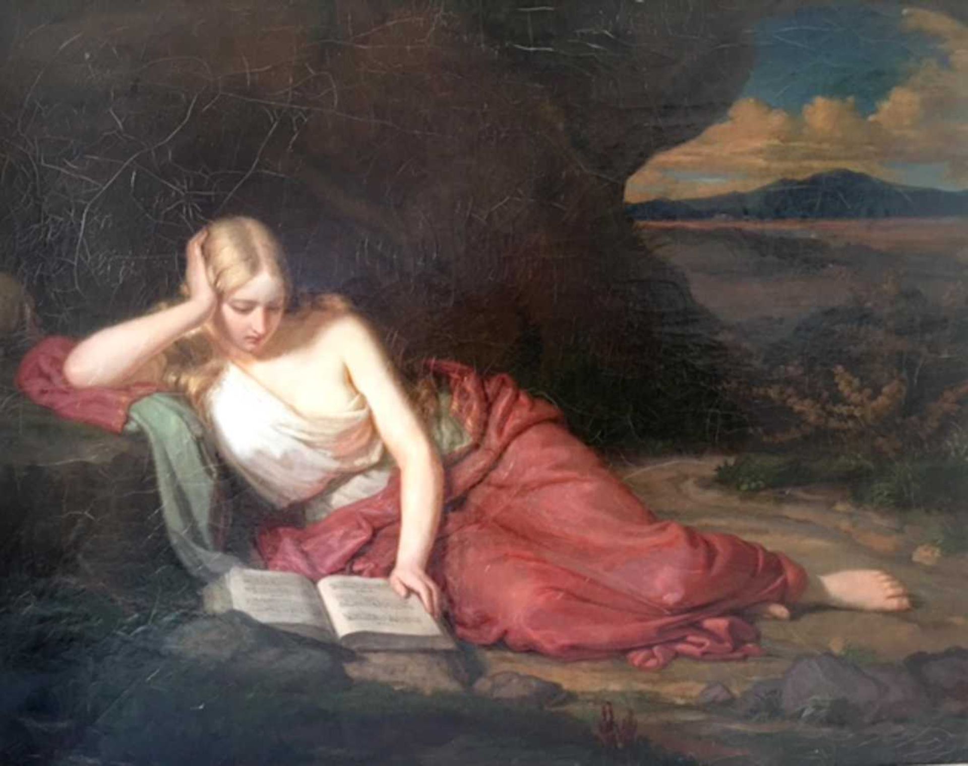 Carl Ferdinand SOHN (1805-1867) "die lesende Magdalena" Gemälde Öl/Leinwand(doubliert), 57,5 cm x 74