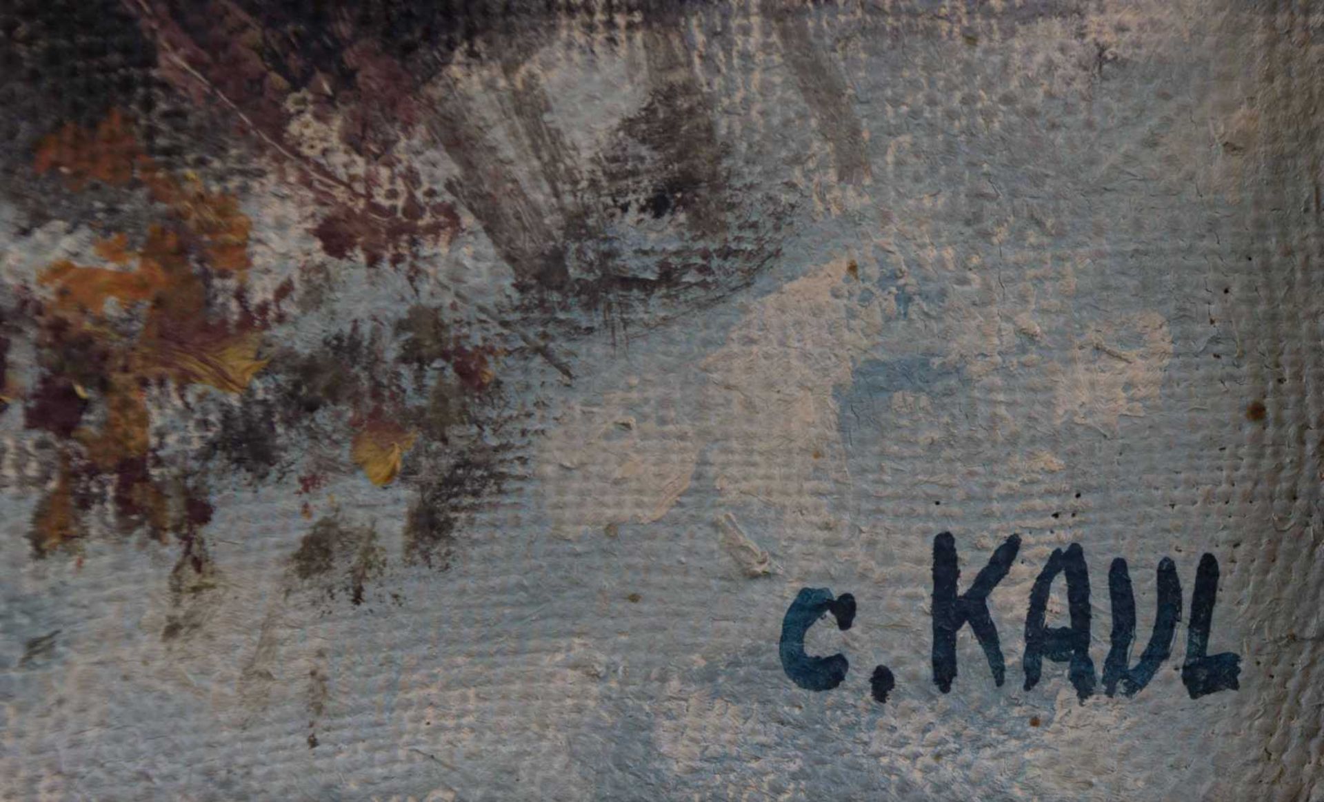 C.Kaul 20. Jhd. / C.Kaul, 20th century "Winterlandschaft" Gemälde Öl/Leinwand, 60 cm x 46 cm, rechts - Bild 5 aus 5