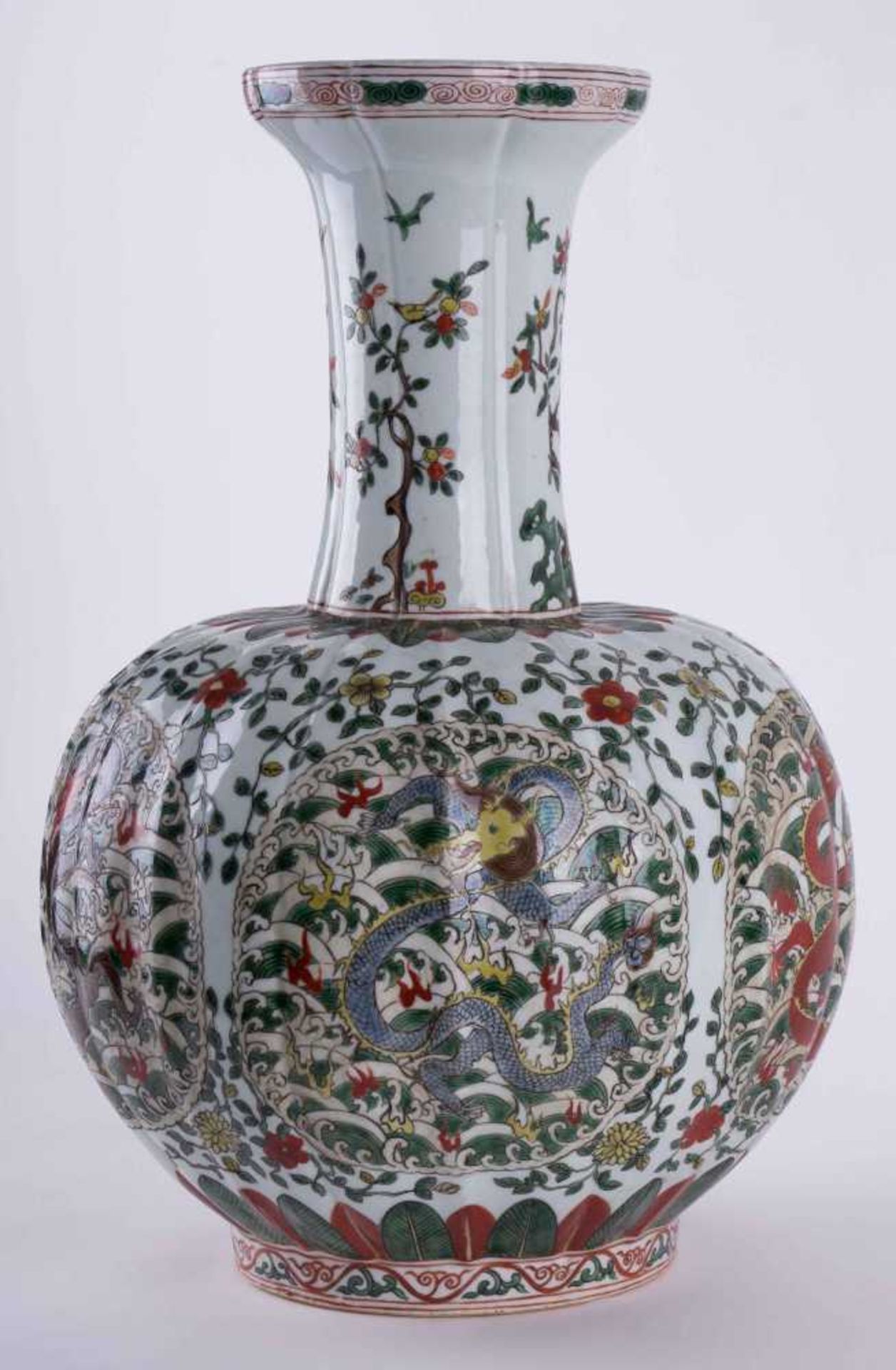 prächtige Vase China 19. Jhd. / Splendid vase, China 19th century Kürbisform, Famille Verte, - Bild 3 aus 7