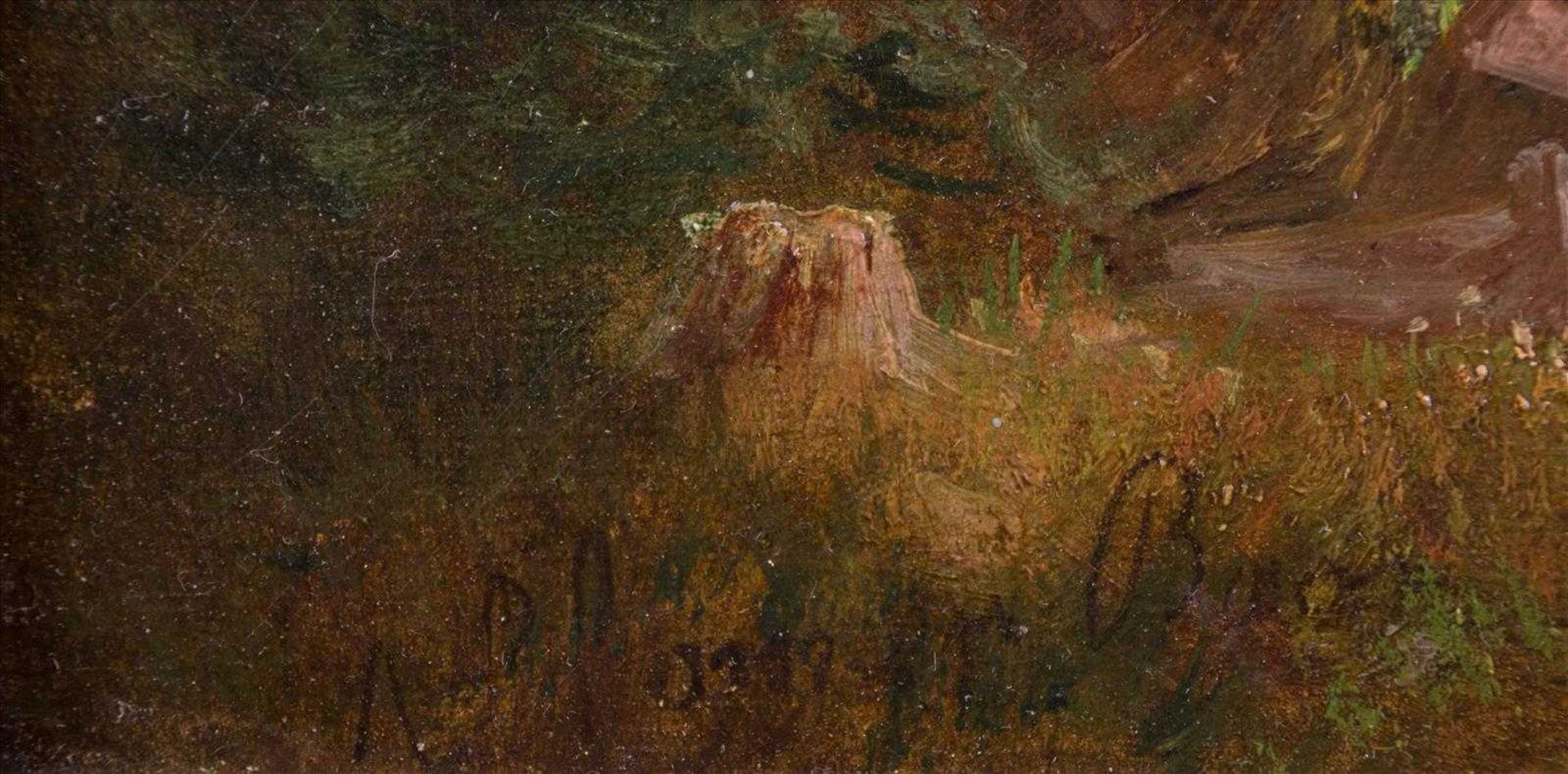 Anna PLOMMER (1836-1890) "Am Ufer eines Gebirgsees" Gemälde Öl/Leinwand(doubliert), 32 cm x 48 cm, - Bild 8 aus 10