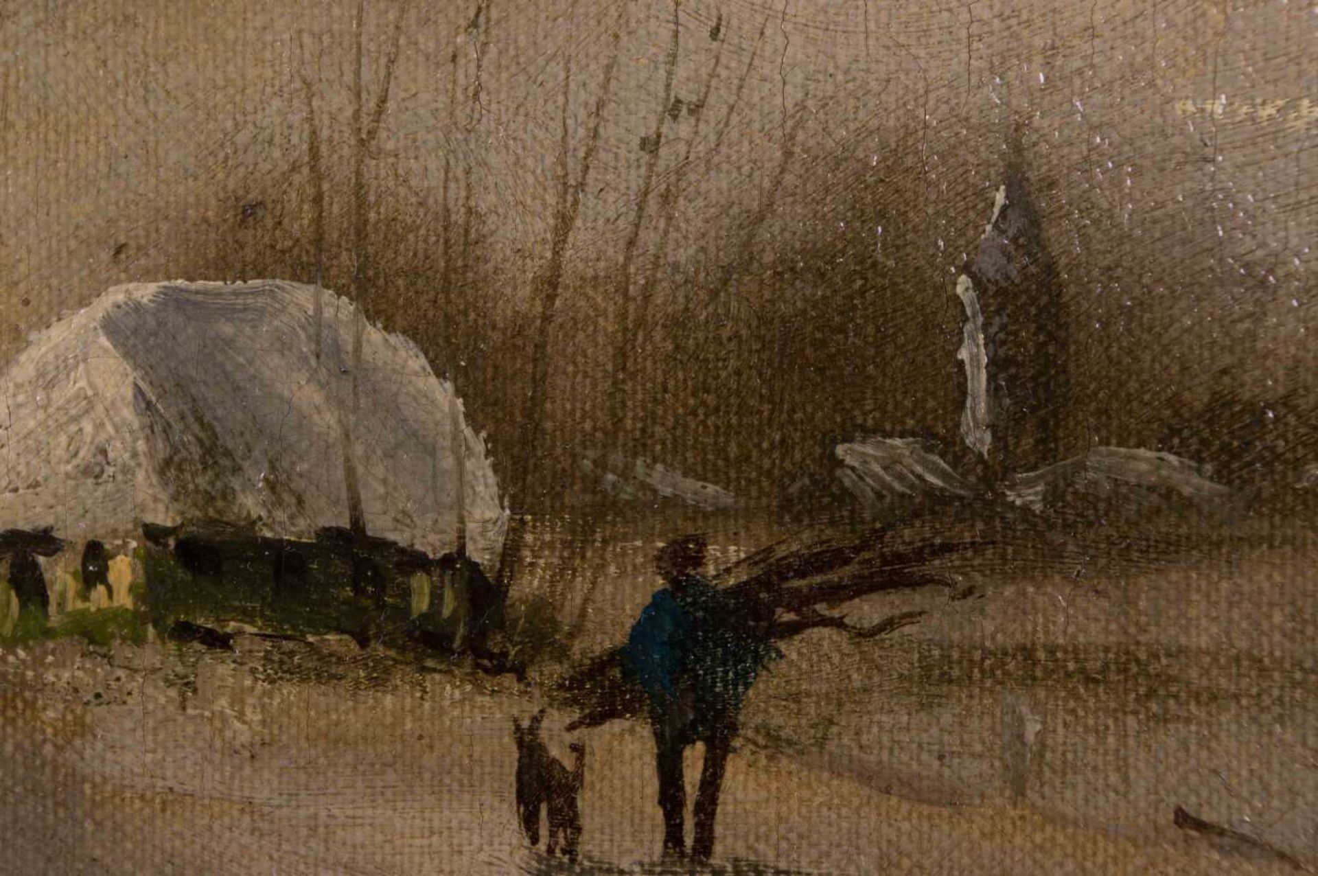 Unbekannter Künstler des 19. Jhd. / Unidentified artist, 19th century "Winterlandschaft mit - Bild 3 aus 6
