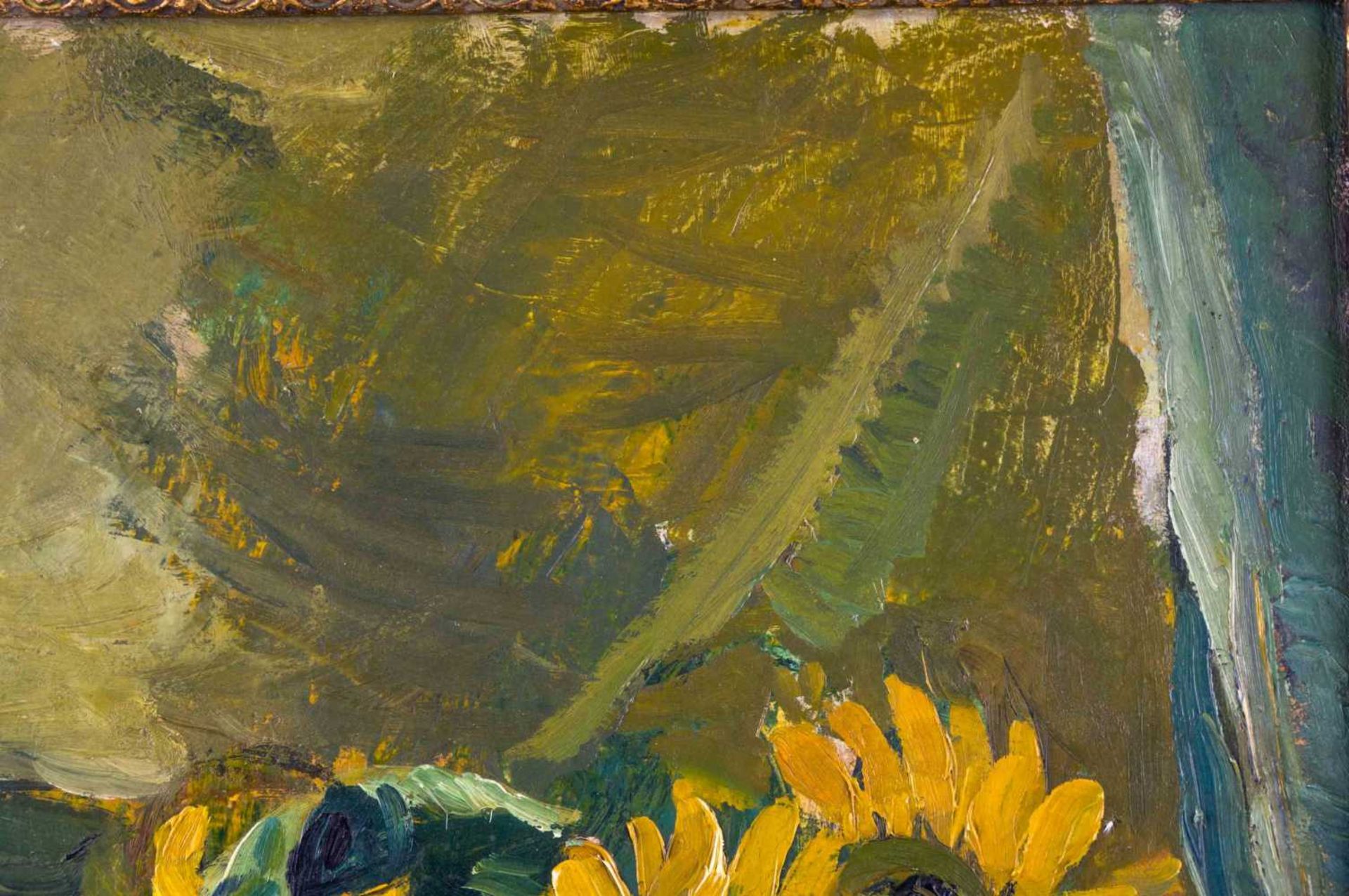 Alois SEIDL (1897-1970) "Stillleben mit Sonnenblumen" Gemälde Öl/Leinwand, 50 cm x 60 cm, links oben - Bild 3 aus 5