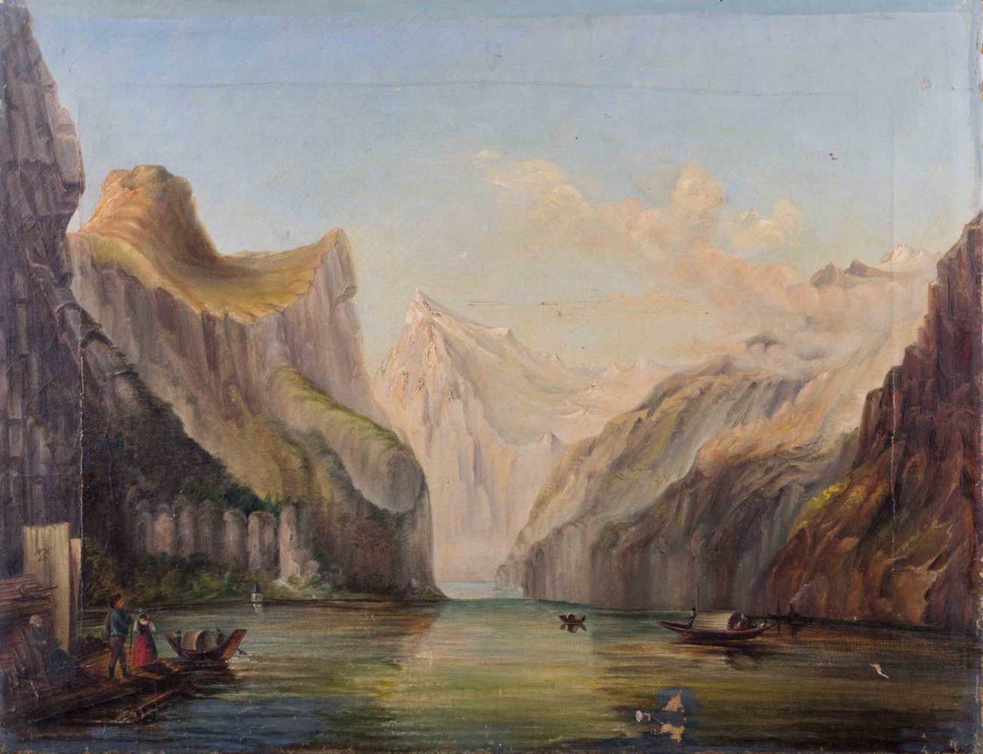 Monogrammist H.L. 19. Jhd. / Monogrammer H.L., 19th century "kleine Boote auf dem Königssee" Gemälde