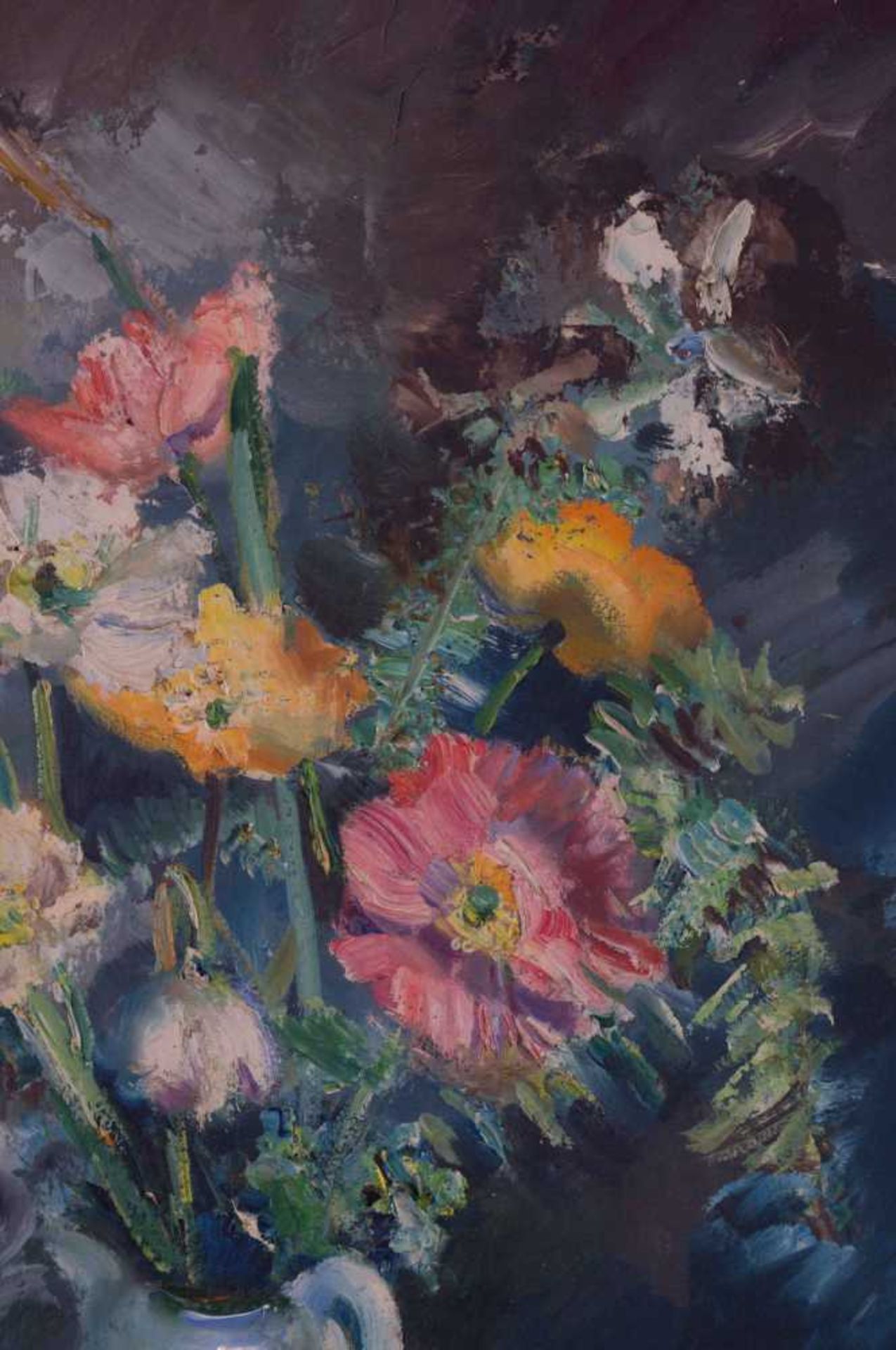 unbekannter Künstler des 19./20. Jhd. "Blumenstillleben" Gemälde Öl/Karton, 49 cm x 41 cm, rechts - Bild 3 aus 7