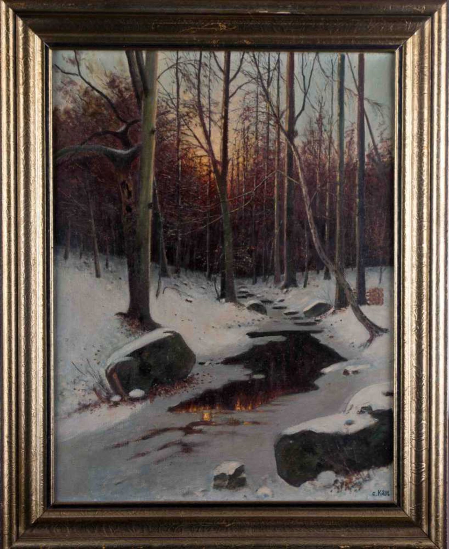 C.Kaul 20. Jhd. / C.Kaul, 20th century "Winterlandschaft" Gemälde Öl/Leinwand, 60 cm x 46 cm, rechts - Bild 2 aus 5