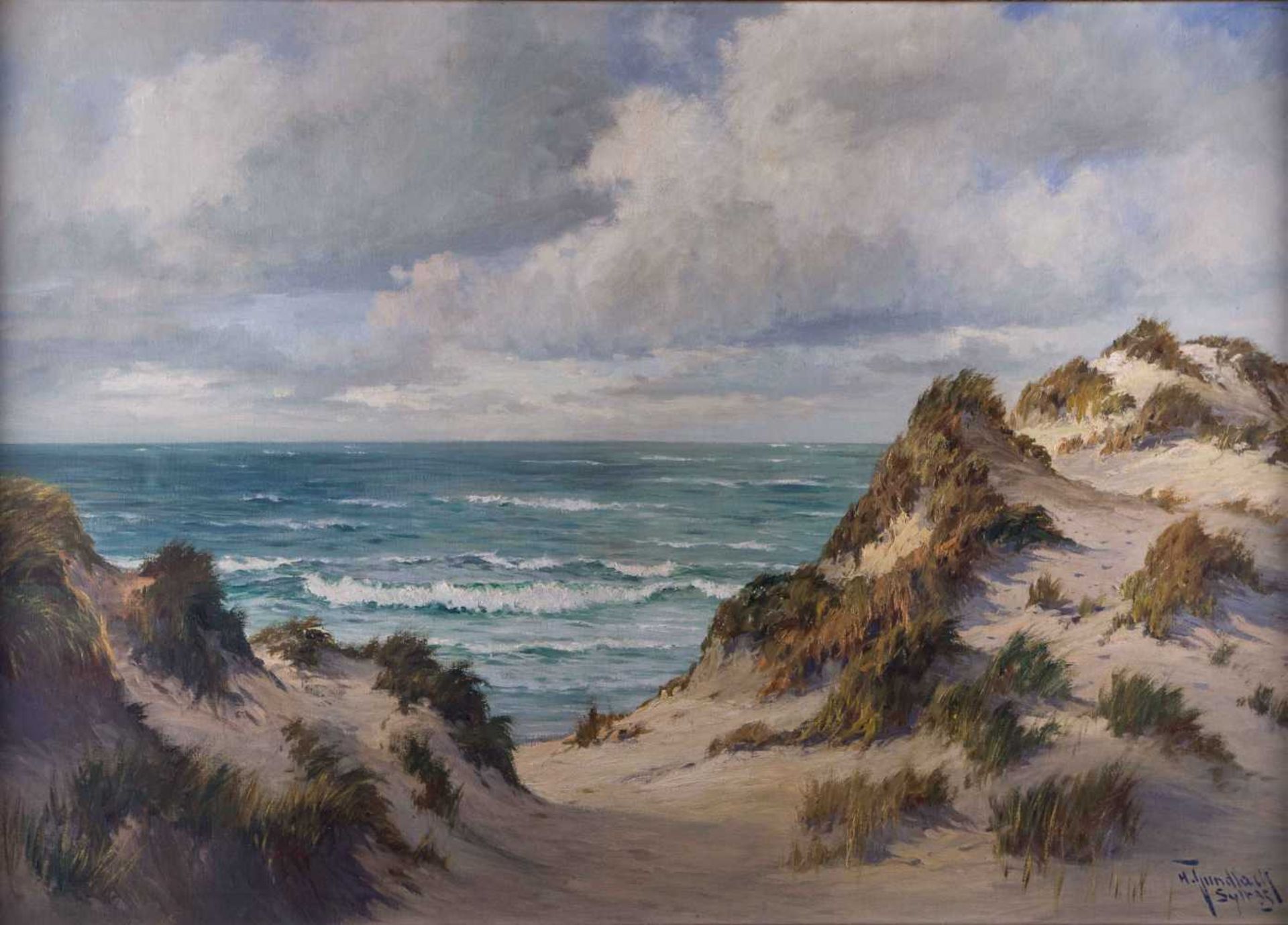 Henry GUNDLACH (1884-1965) "Dünen auf Sylt" Gemälde Öl/Leinwand, 69 cm x 99 cm, rechts unten