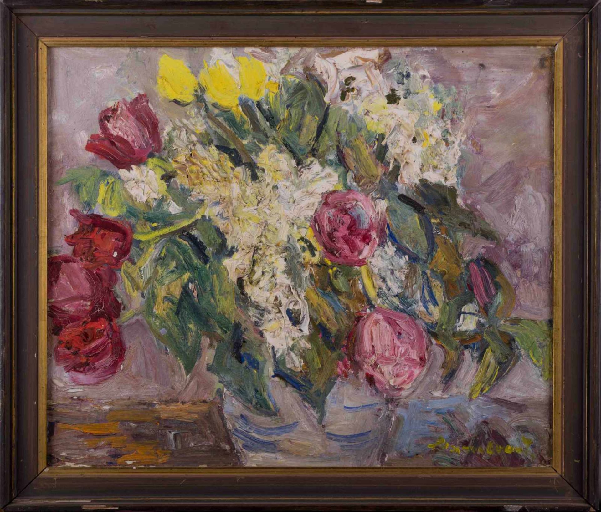 Ernst HASSEBRAUK (1905-1974) "Stillleben mit Tulpen" Gemälde Öl/Leinwand, 46,5 cm x 55 cm, rechts - Bild 2 aus 8