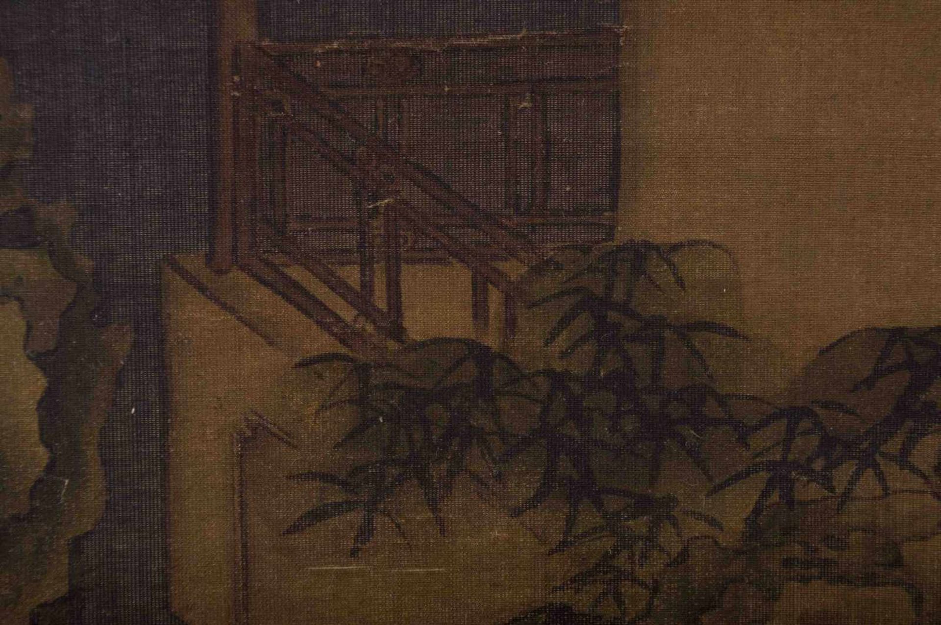 Rollbild China 18.Jhd. / Scrol painting, China 18th century Tuschmalerei auf Seide, rechts unten - Image 3 of 4