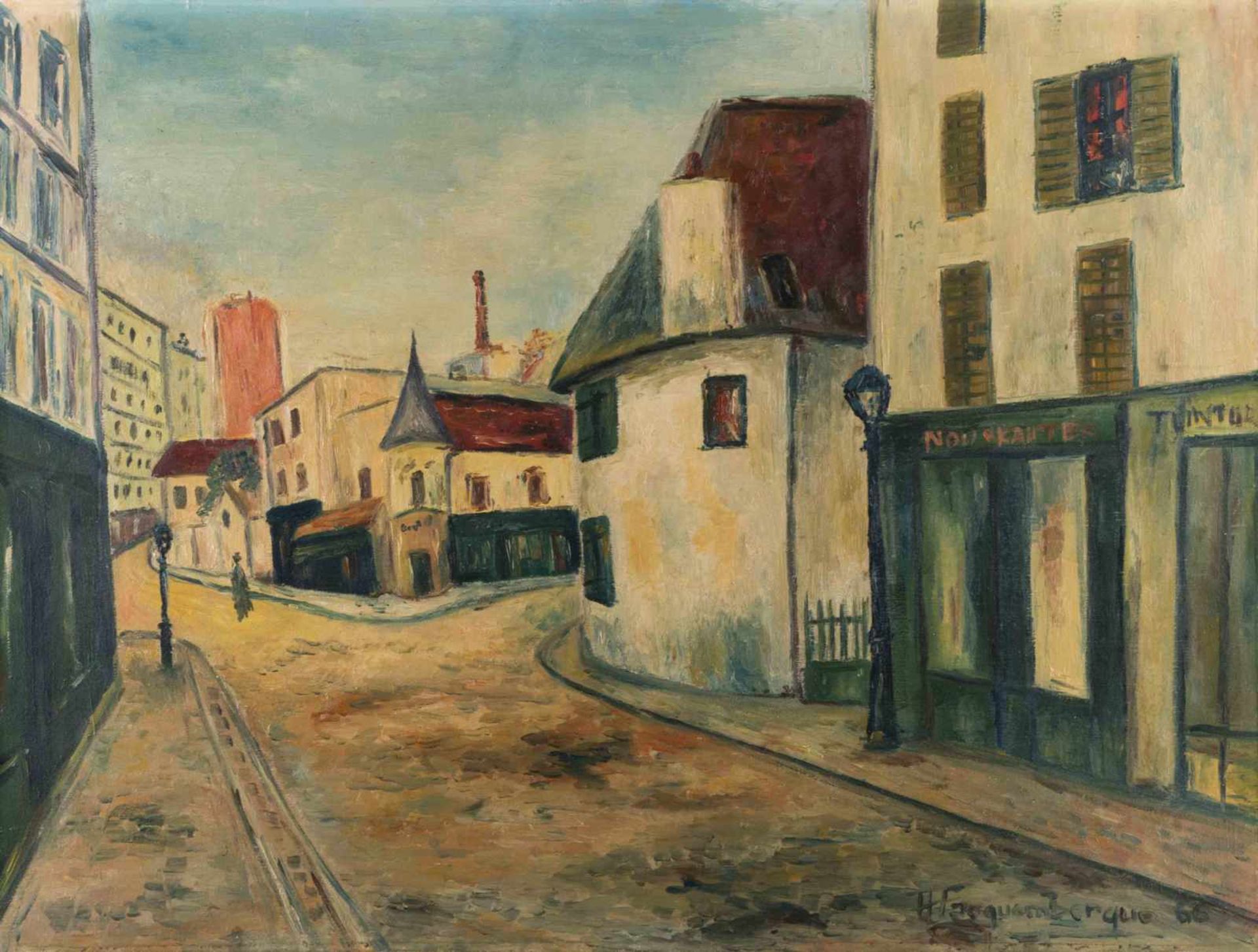 H. Fauquembergue (XX) "Straßenszene" Gemälde Öl/Leinwand, 46 cm x 60 cm, rechts unten signiert und