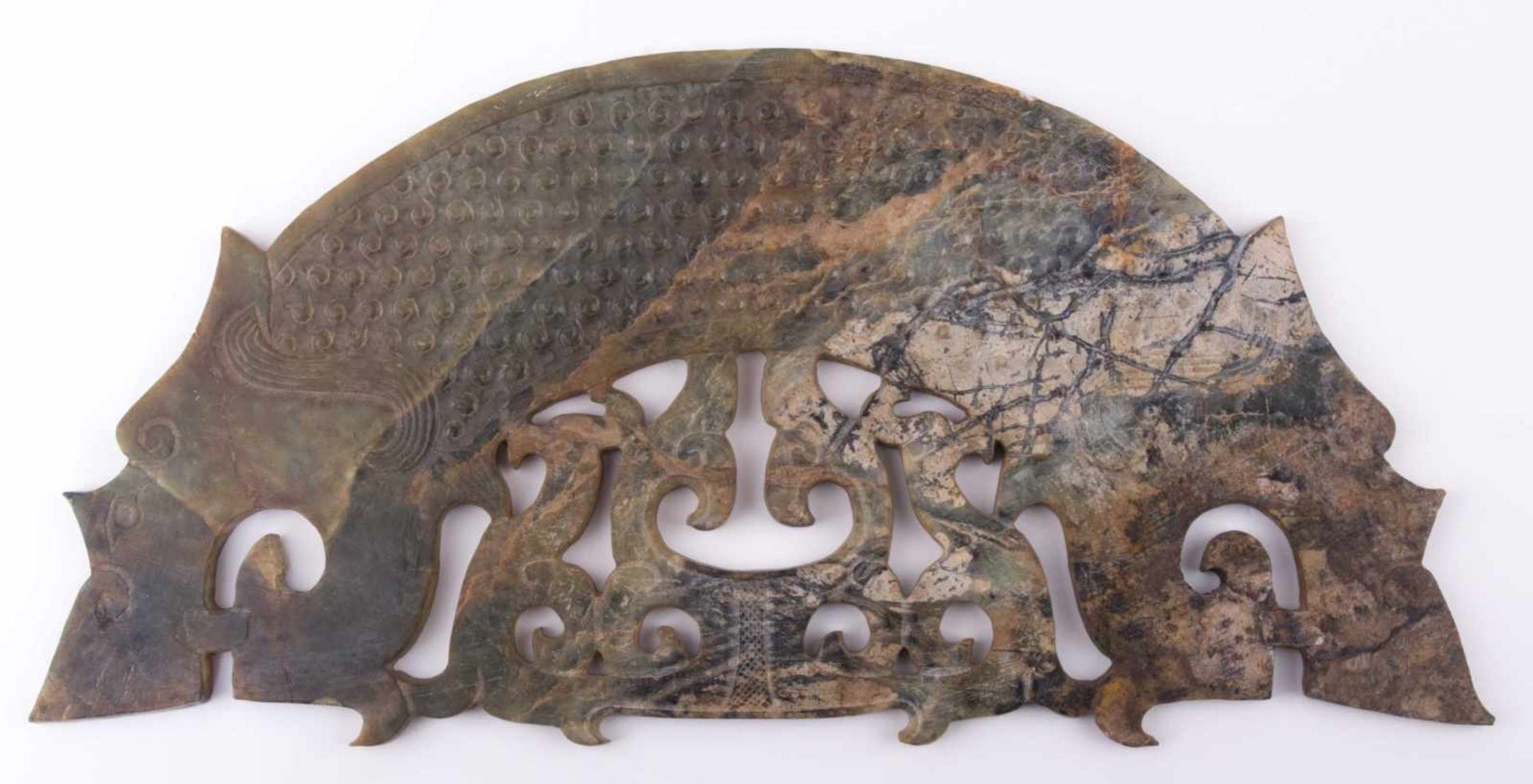 Antike Steinscheibe China / Antique stone piece, China Jadeit, teilweise durchscheinend, 14,5 cm x - Image 2 of 5