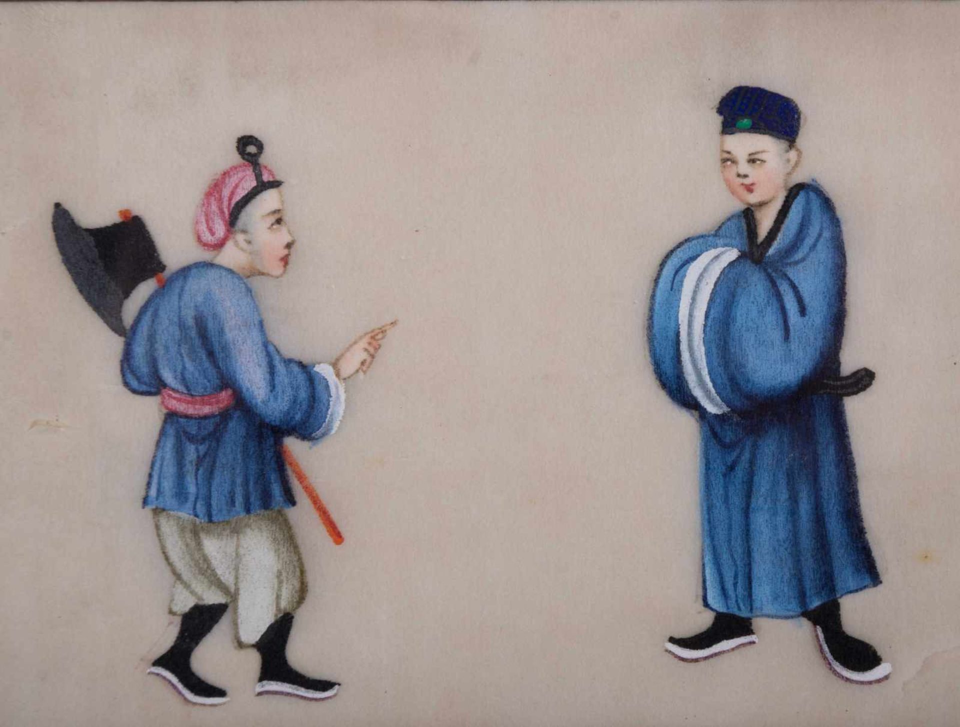 Chinesische Malerei 19. Jhd. / Chinese painting, 19th century 3 Stück, Tusche auf Pergament- - Image 2 of 4