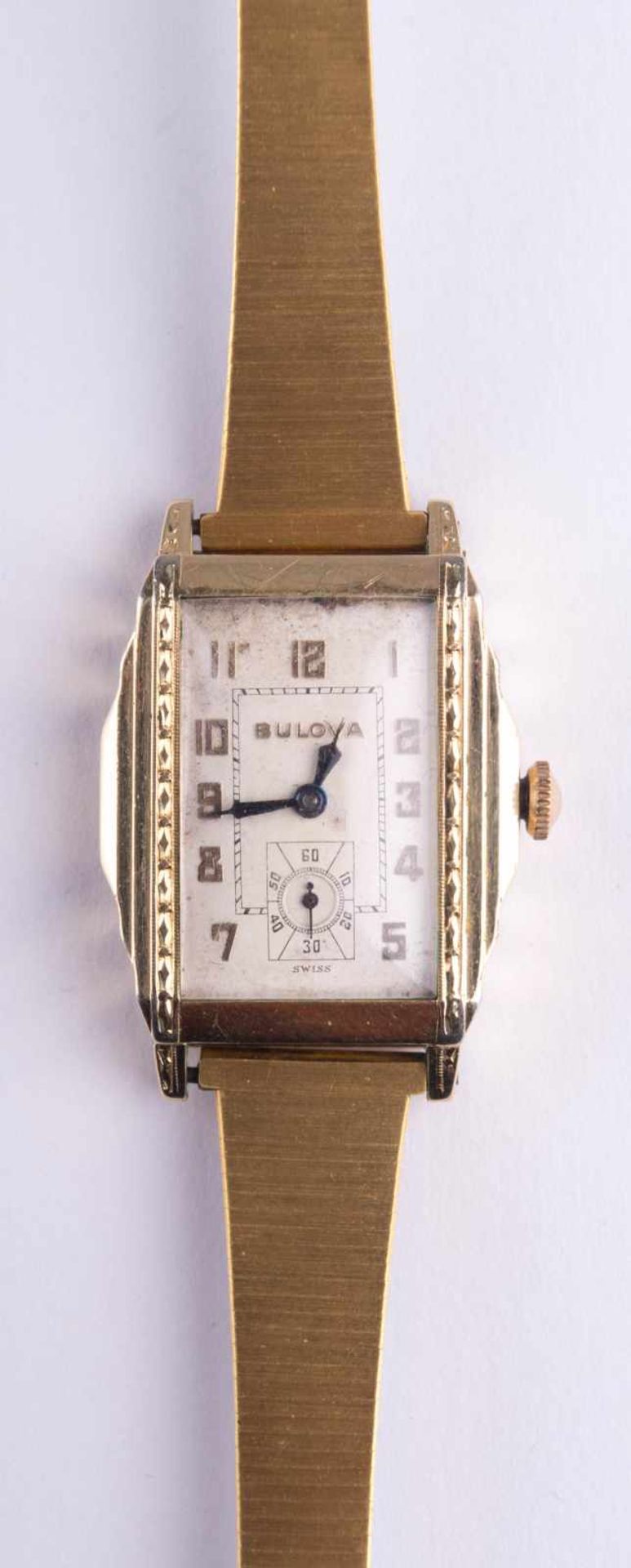 Herren Uhr Bulova um 1935 / Men´s watch, Bulova about 1935 im Scharniergehäuse Goldfild, rundes