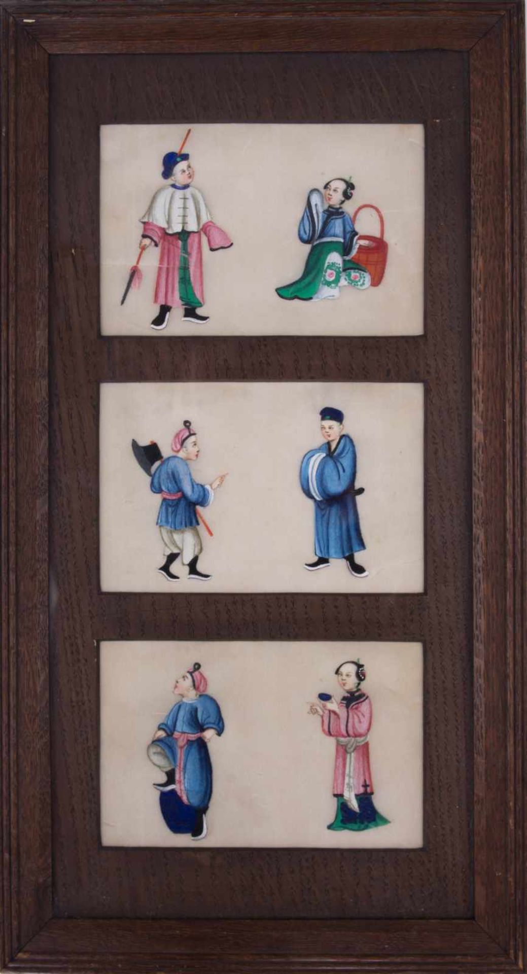 Chinesische Malerei 19. Jhd. / Chinese painting, 19th century 3 Stück, Tusche auf Pergament-