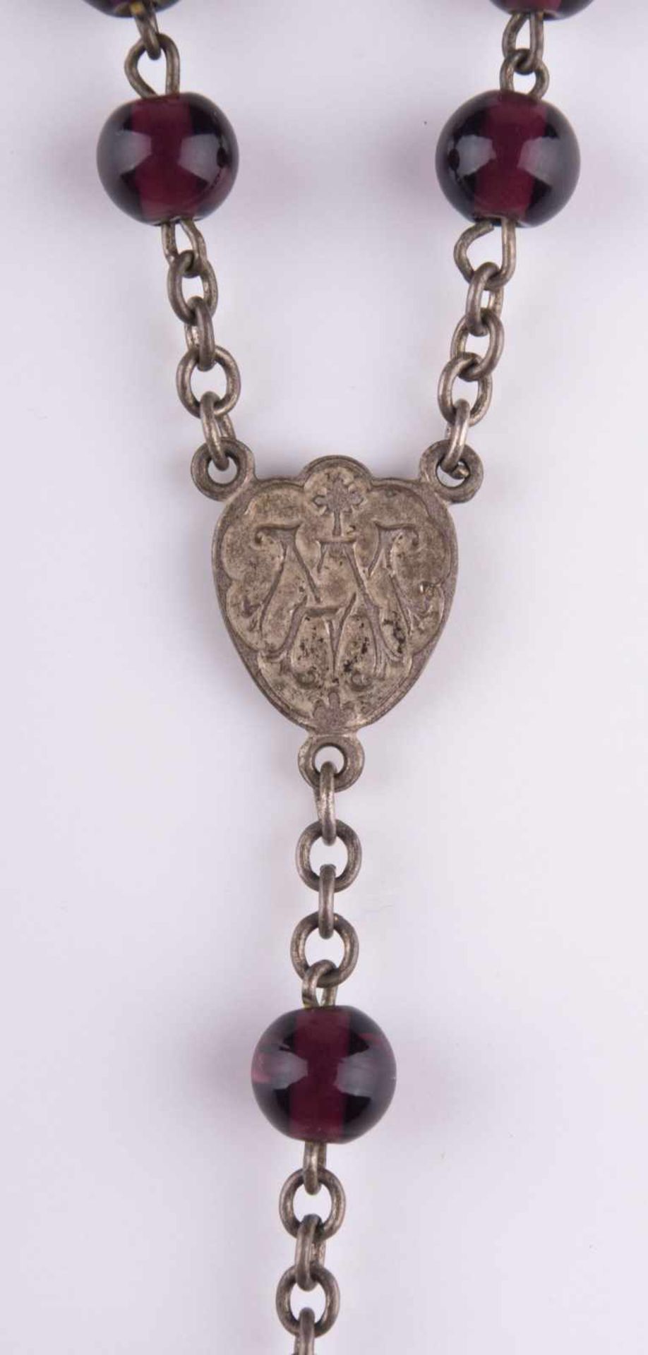 Rosenkranz mit Amethist Perlen, Ø ca. 5 mm, Anhänger Silber geprüft, L: ca. 42 cm - Image 3 of 4