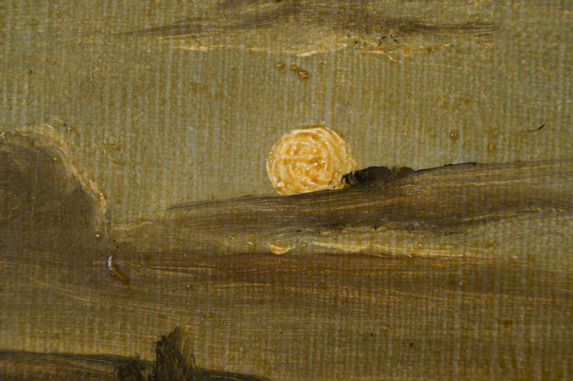 unbekannter Holländischer Künstler / Unidentified Dutch artist "angeln bei Mondschein" Gemälde Öl/ - Image 6 of 7