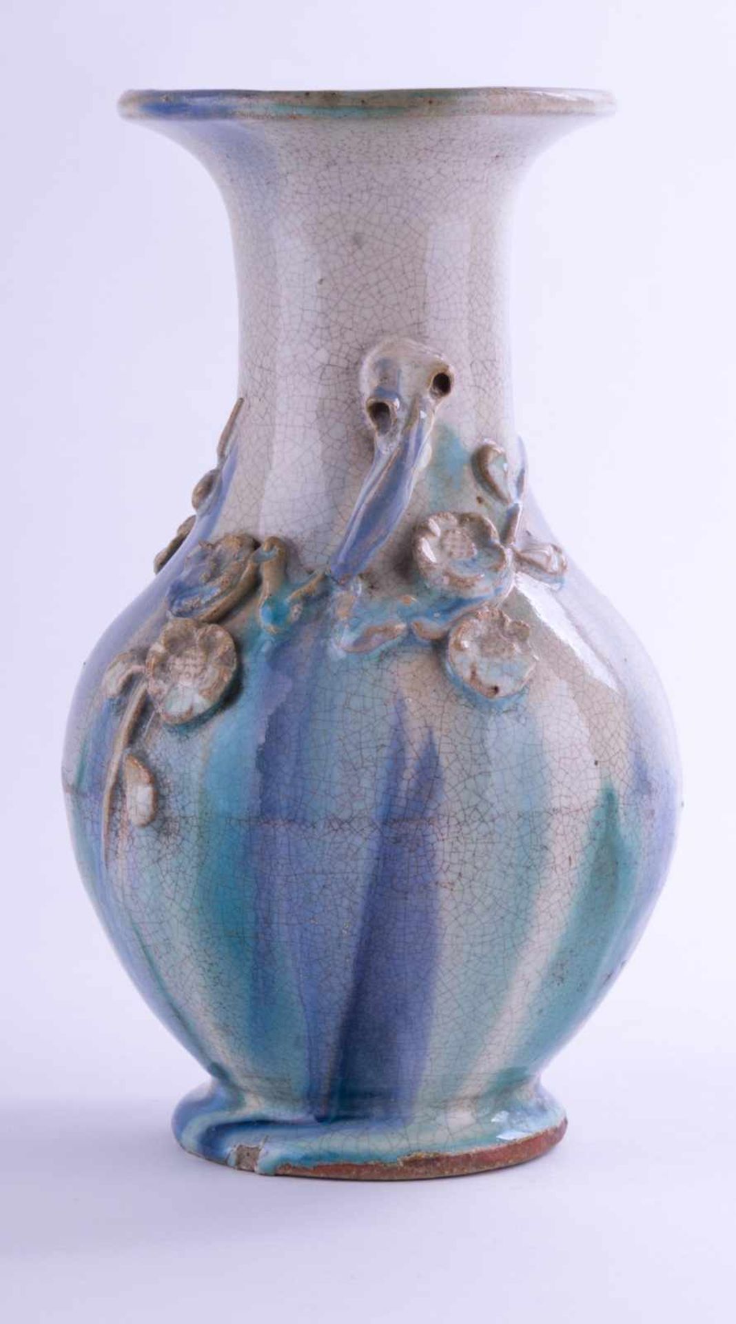 Keramikvase China um 1920 / Ceramic vase, China about 1920 mit grün- blauer Glasur, die seitlichen - Image 2 of 6