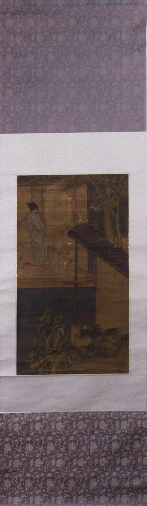 Rollbild China 18.Jhd. / Scrol painting, China 18th century Tuschmalerei auf Seide, rechts unten