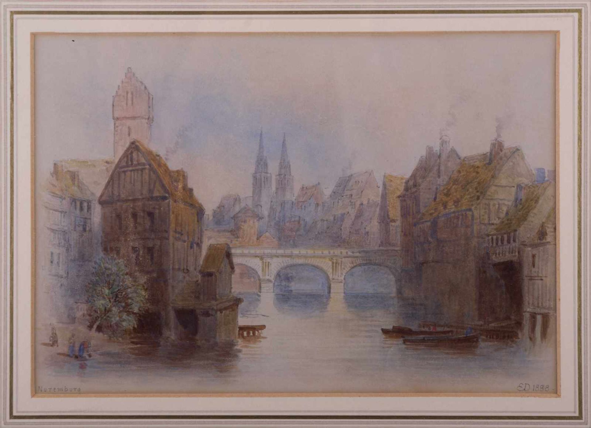Edwin Thomas DOLBY (act.1849-1895) "Nürnberg" Zeichnung-Aquarell, 17 cm x 23 cm, rechts unten