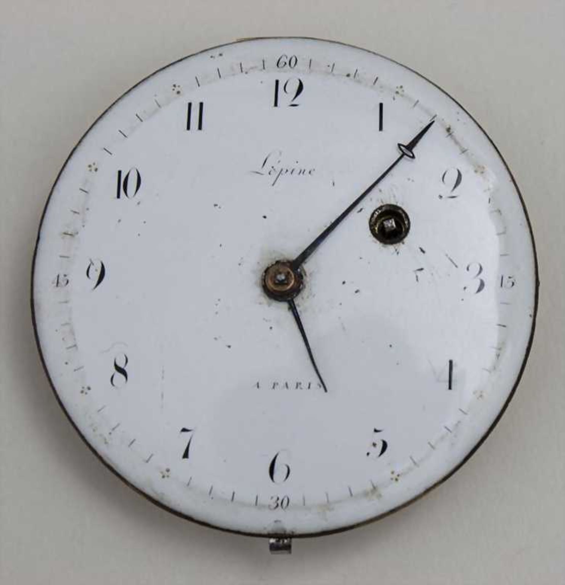 Kleines Pendulewerk/Small Clock Movement, Lepine à Paris, um 1790 Steckwerk mit Messinglünette, - Image 2 of 6