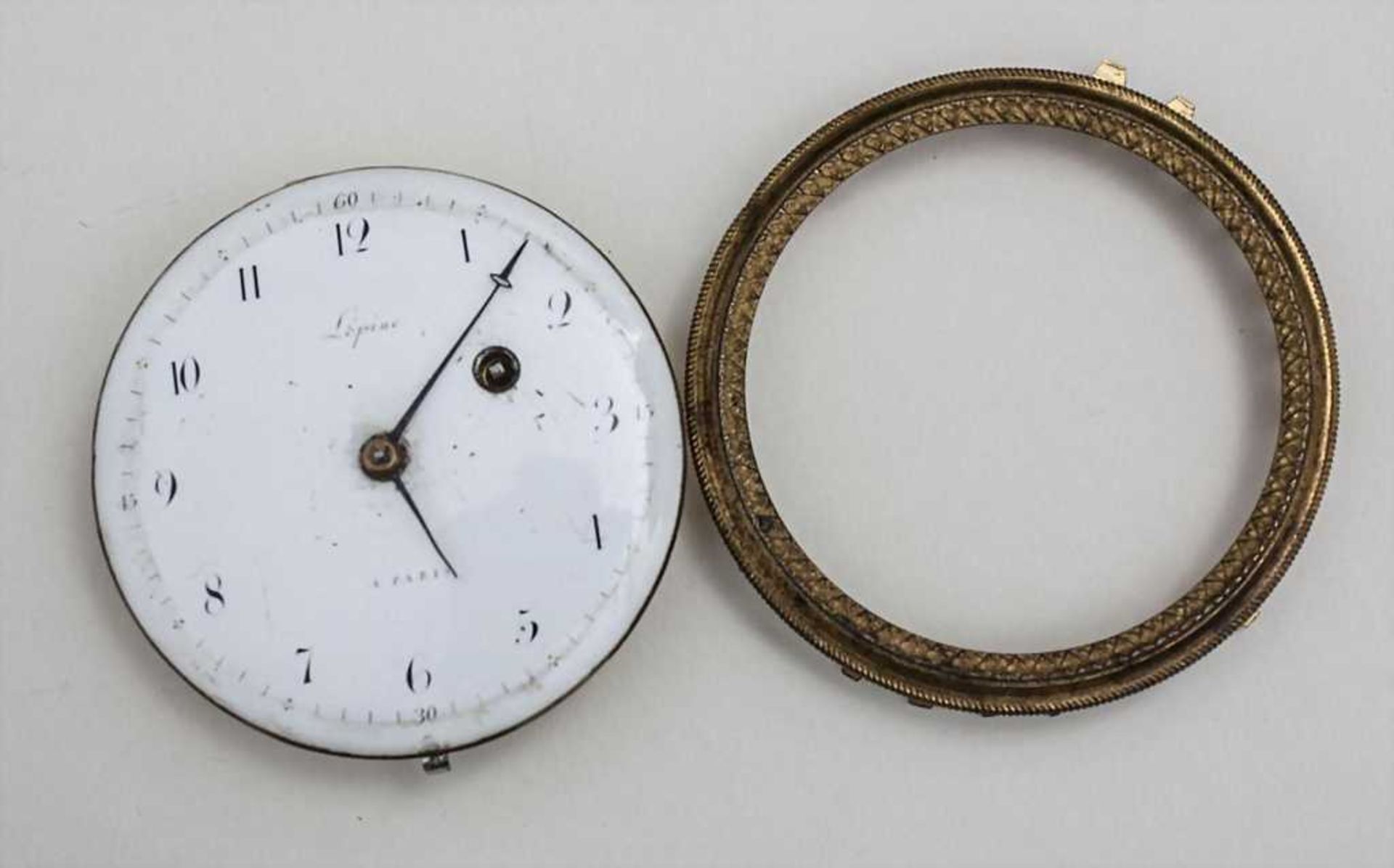 Kleines Pendulewerk/Small Clock Movement, Lepine à Paris, um 1790 Steckwerk mit Messinglünette,