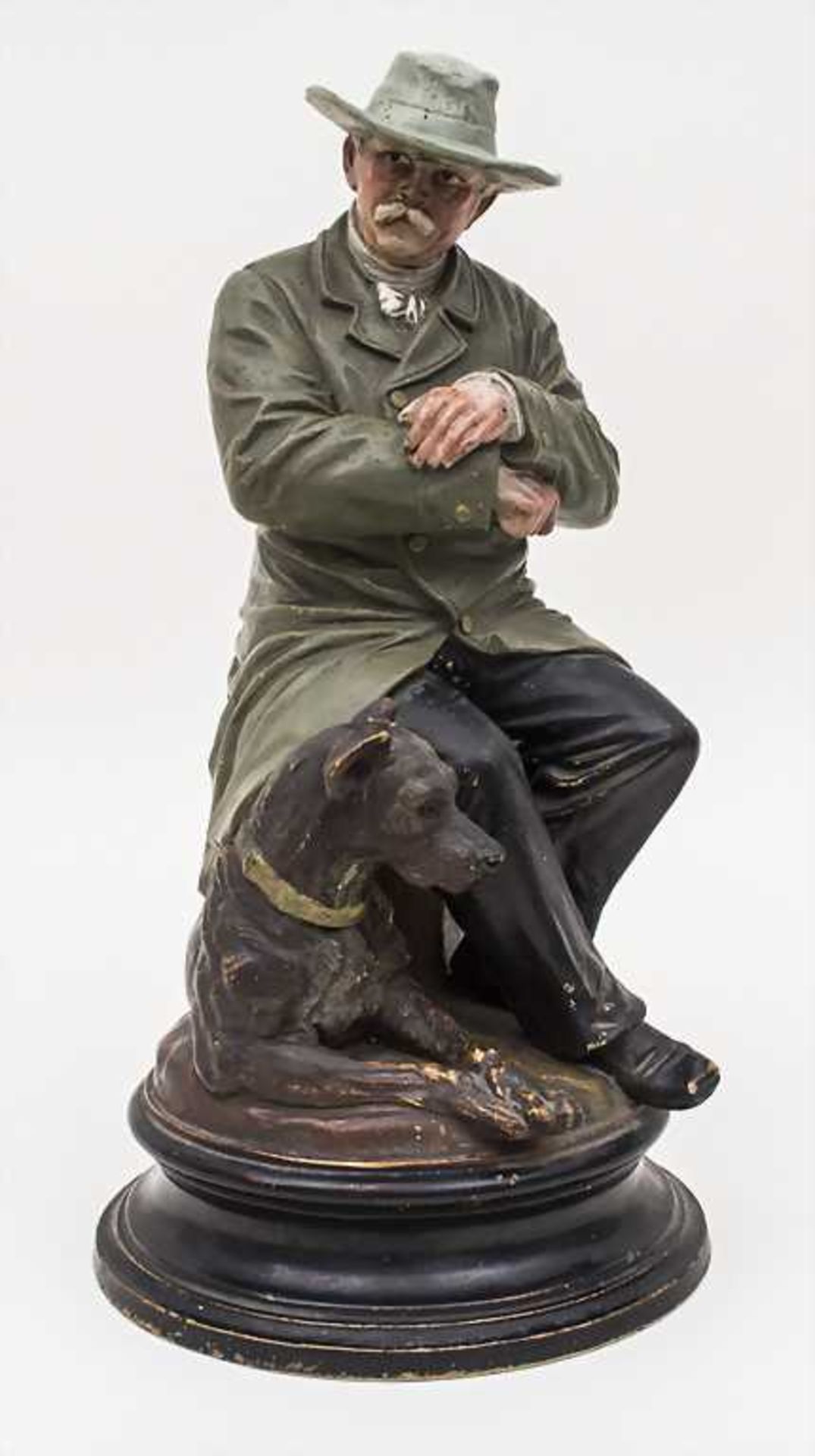 Sitzender Bismarck mit Hund / Sitting Bismarck with Dog Material: Steinzeug, farbig gefasst und