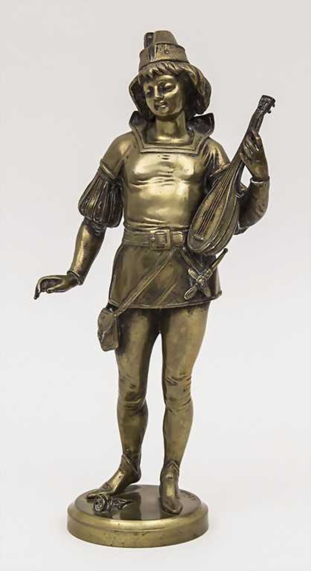 Henri Giraud (?-1895), Mandolinenspieler / Mandolonist Material: Bronze, patiniert,Höhe: 35 cm,
