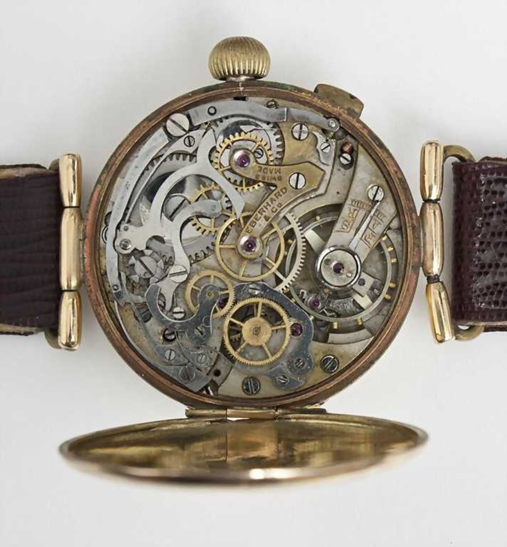 HAU/Gold Chronograph, Eberhard, Chaud de Fonds, Schweiz, um 1925 Eindrückerchronograph. Gehäuse GG - Bild 2 aus 2
