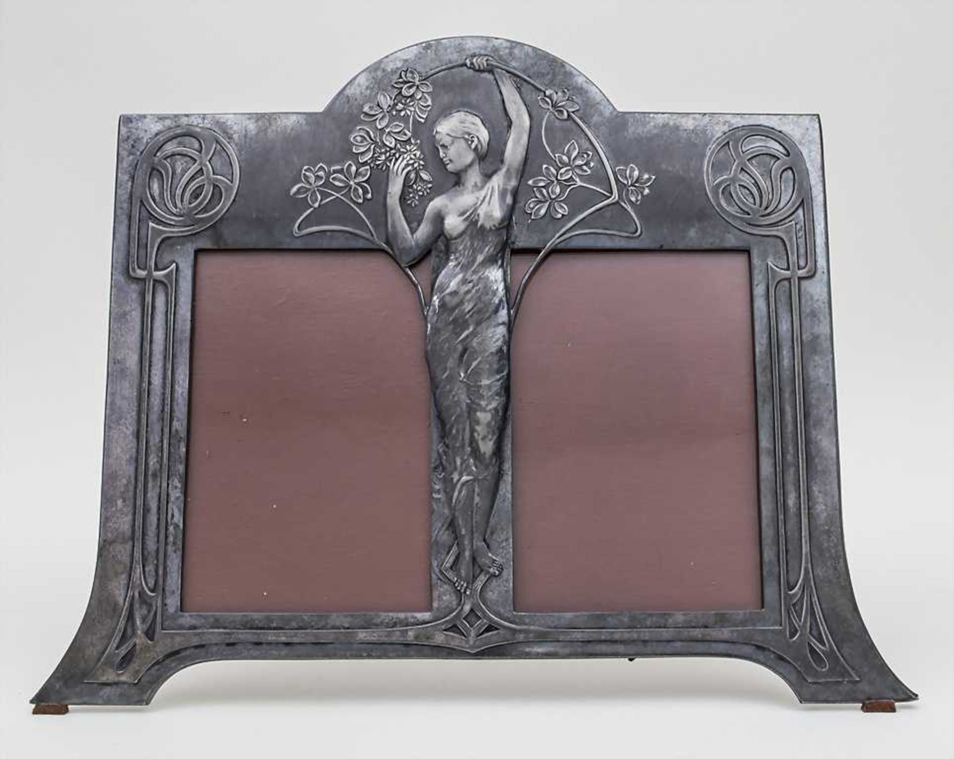 Jugendstil Doppelrahmen / Art Nouveau Frame, WMF, Geislingen, um 1900 Material: Britanniametall,