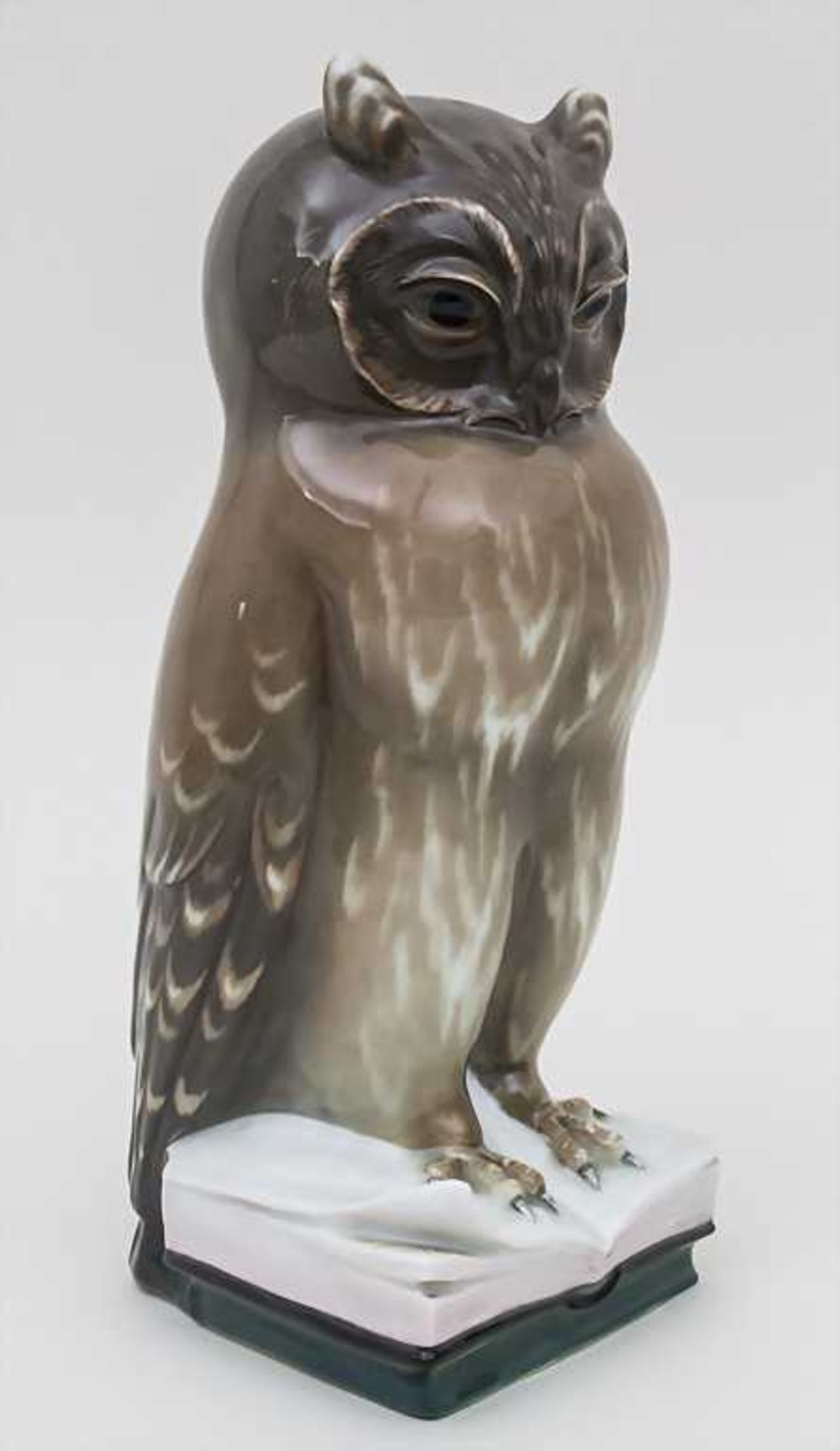 Tierskulptur 'Eule auf Buch'/ 'Owl on Book', Karl Ens, Volkstedt, um 1930 Material: Porzellan, - Image 2 of 5